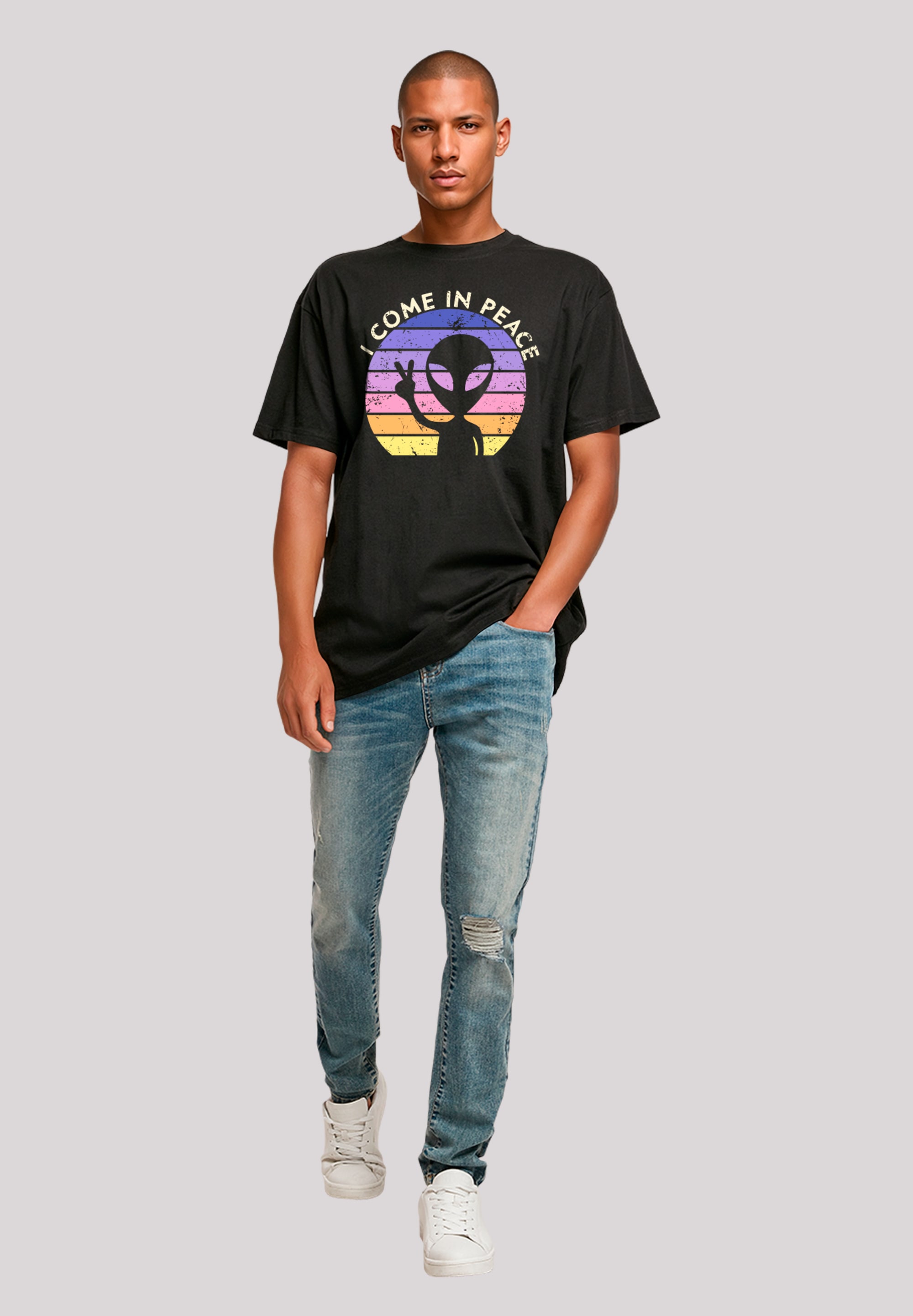 F4NT4STIC T-Shirt »Alien Peace Sunset«, Premium Qualität