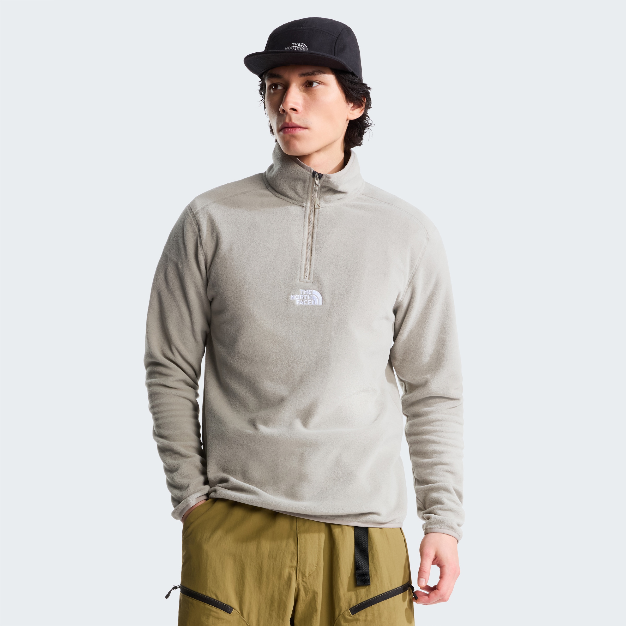 The North Face Fleecepullover "M GLACIER 1/4 ZIP - EMBROIDERED LOGO", mit 1/4-Zip-Design, atmungsaktiv, schnell trocknend, wasserabweisend
