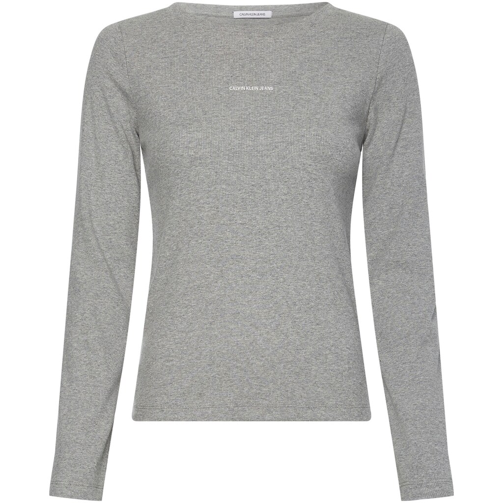 Damenmode Shirts & Sweatshirts Calvin Klein Jeans Langarmshirt »MICRO BRANDING RIB LS TEE«, in Rippenoptik mit Calvin Klein Jean