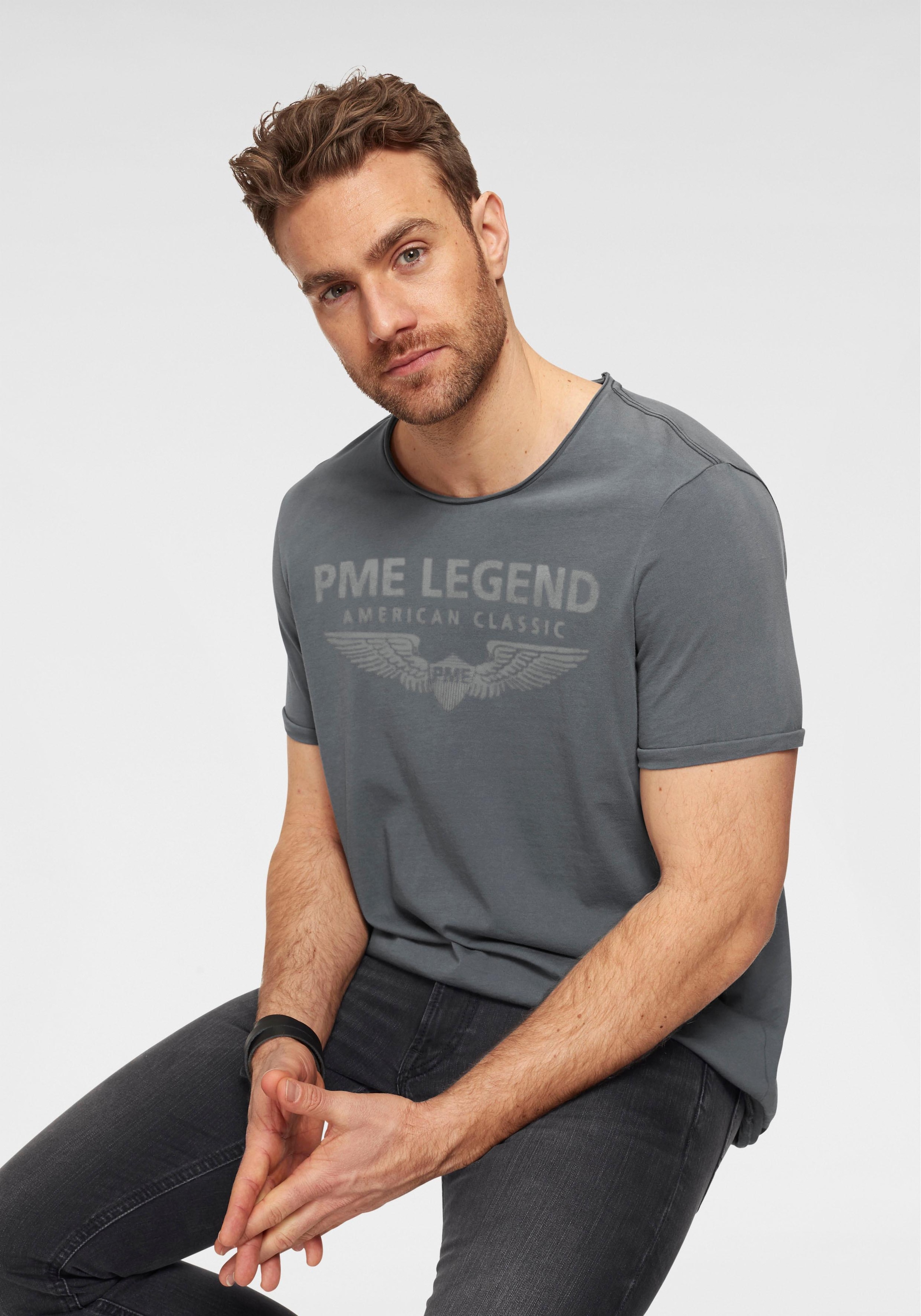 PME LEGEND T-Shirt, eingefasster Rundhalsausschnitt mit Rollkante günstig online kaufen