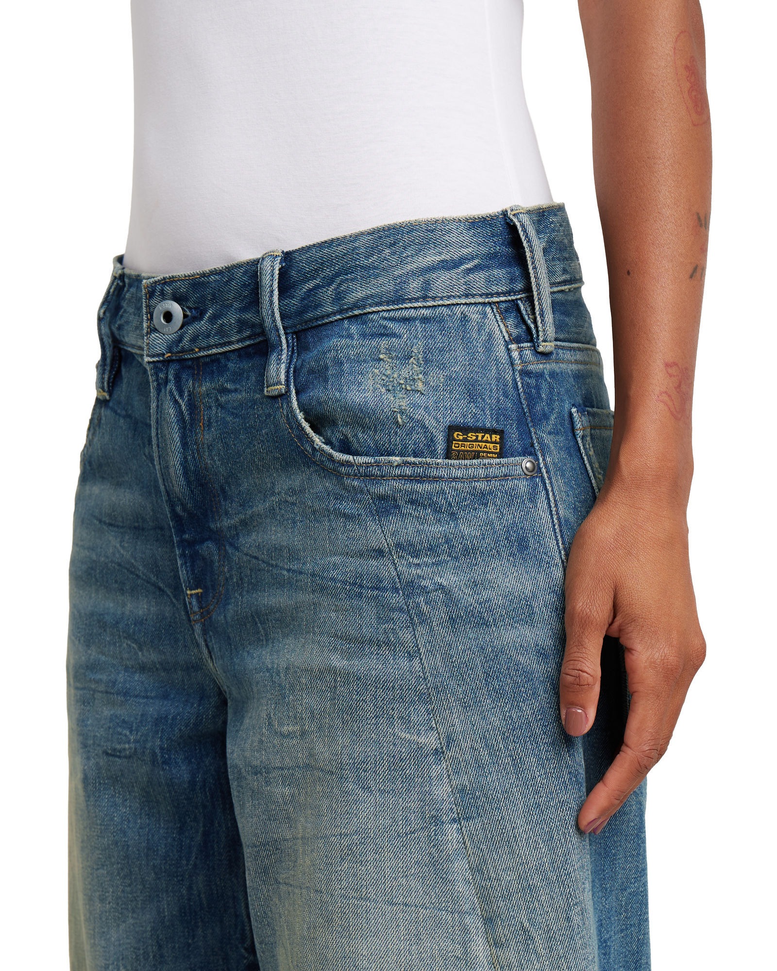 Regular-fit-Jeans G-STAR "Contor Barrel Loose Jeans", Damen, Gr. 31, Länge 32, antique faded marble zircon, Obermaterial: 75% Baumwolle, 25% Baumwolle, Jeans 3