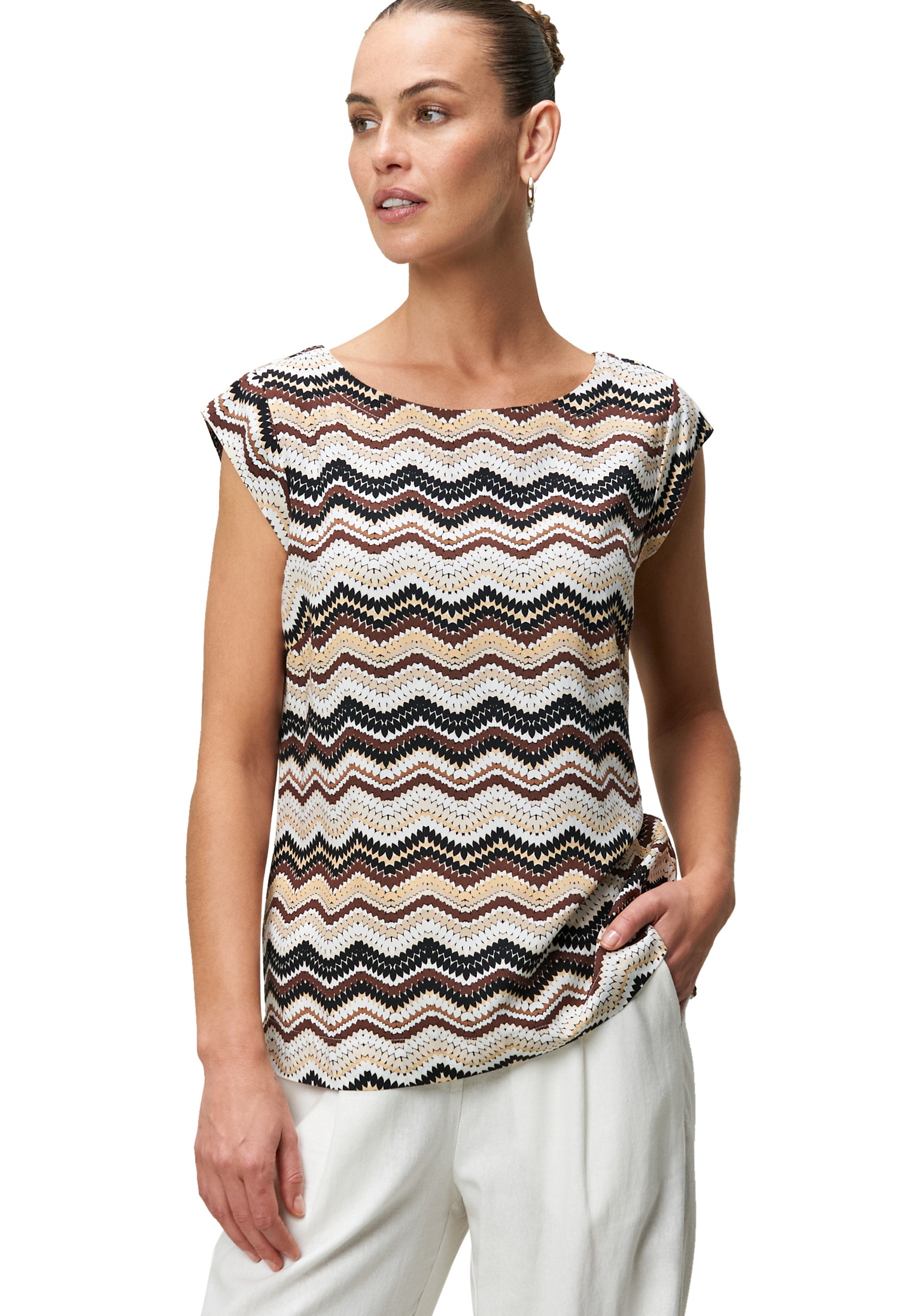 Zero Klassische Bluse "zero Bluse mit Chevron Muster" günstig online kaufen