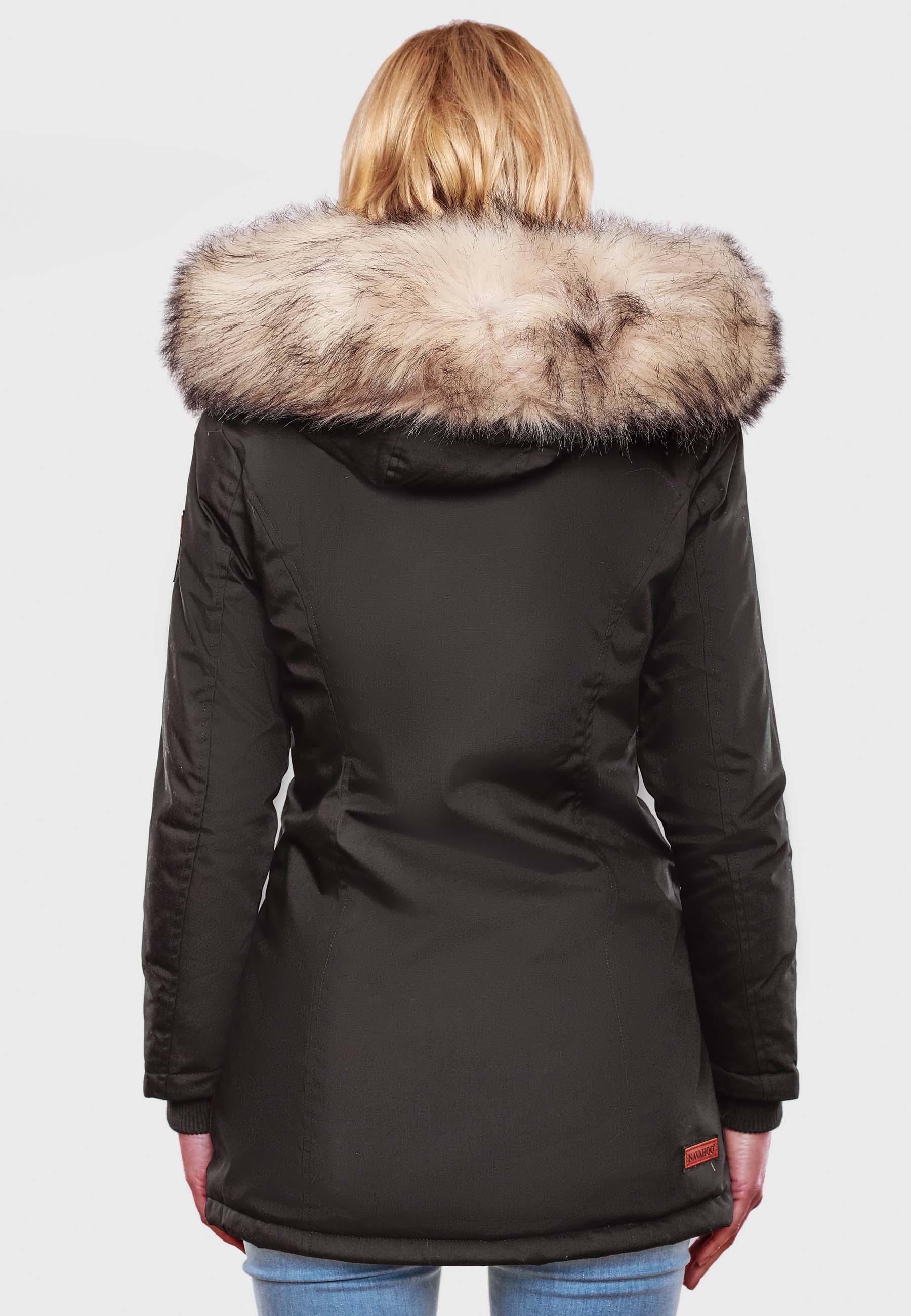 Navahoo Wintermantel »Cristal«, stylischer Damen Winterparka mit Kunstfell-Kapuze