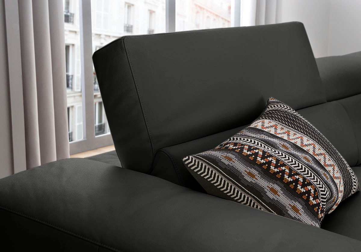 Ecksofa W.SCHILLIG "piedroo, Designsofa mit tollem Sitzkomfort, bequem und elegant, L-Form", grau (anthrazit z69), B:303cm H:70cm T:193cm, Longlife Xtra-Leder Z69: Das feinnarbige, gedeckte Softleder Z69 besticht durch seine außergewöhnliche Weichheit im  9