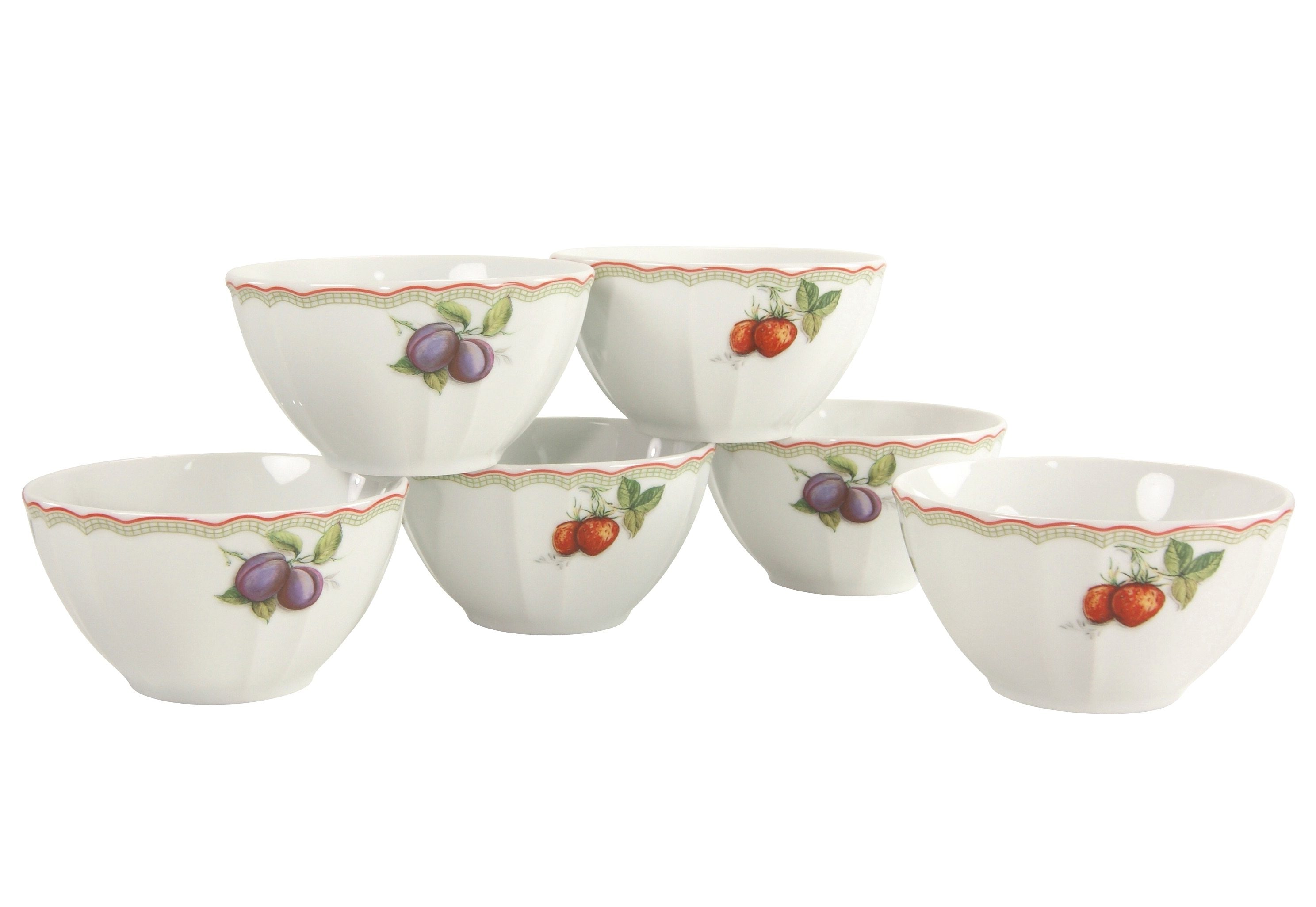 CreaTable Müslischale "Flora Orchard" 6 Stk. aus Porzellan Salatschale, Snackschale