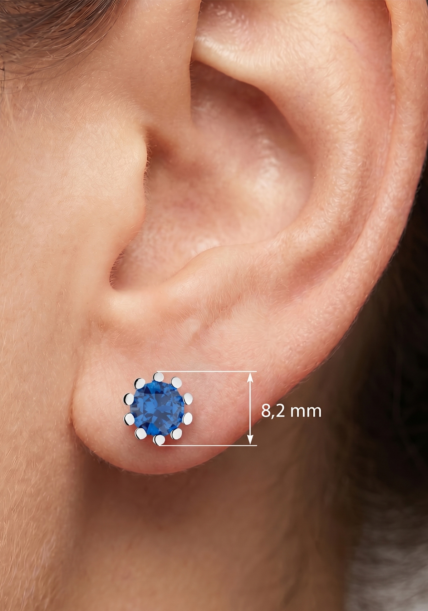 JOBO Paar Ohrstecker »Ohrringe mit Spinell blau 8 mm« 925 Silber rhodiniert oder vergoldet
