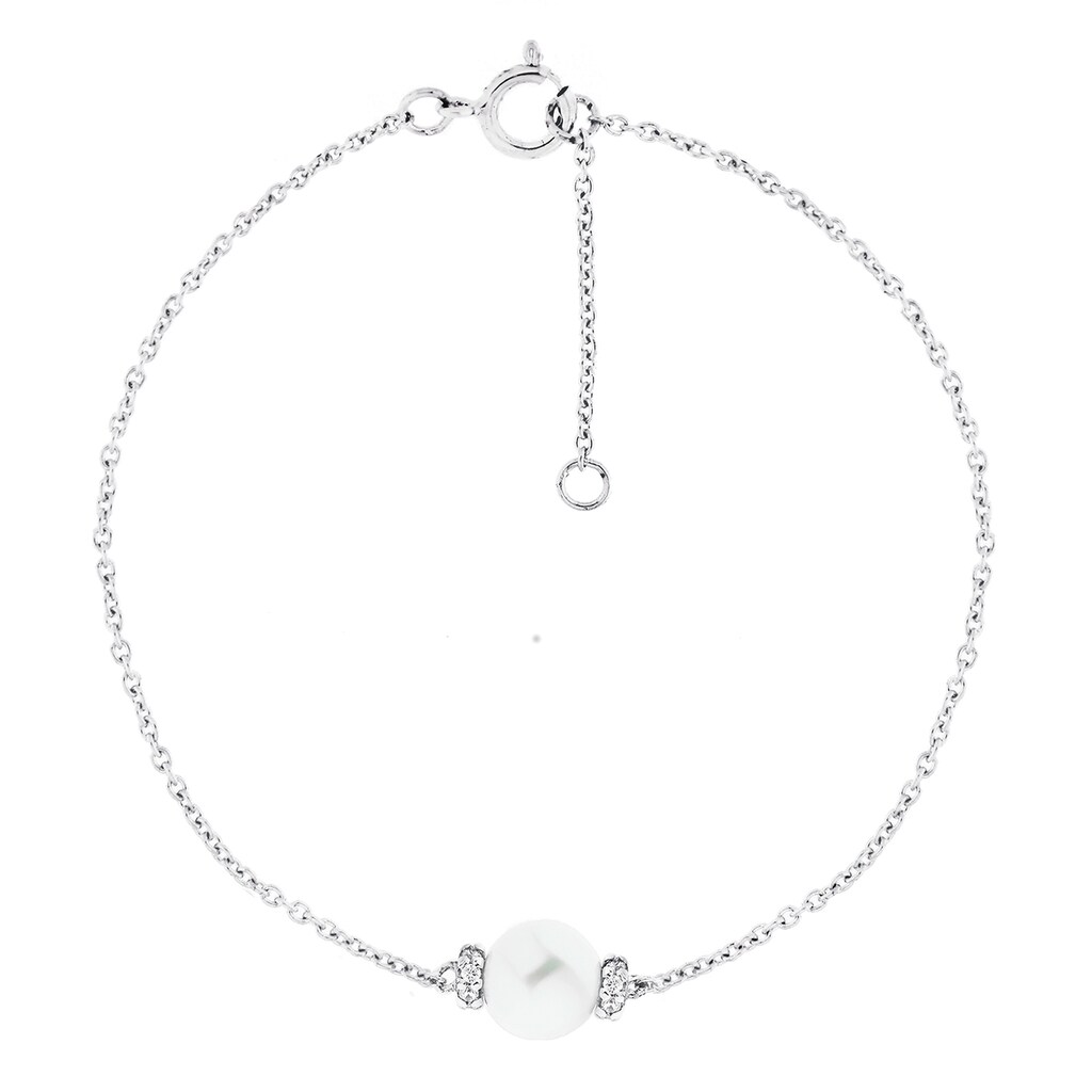 Smart Jewel Armband »Zirkonia Steine und Muschelperle, Silber 925«