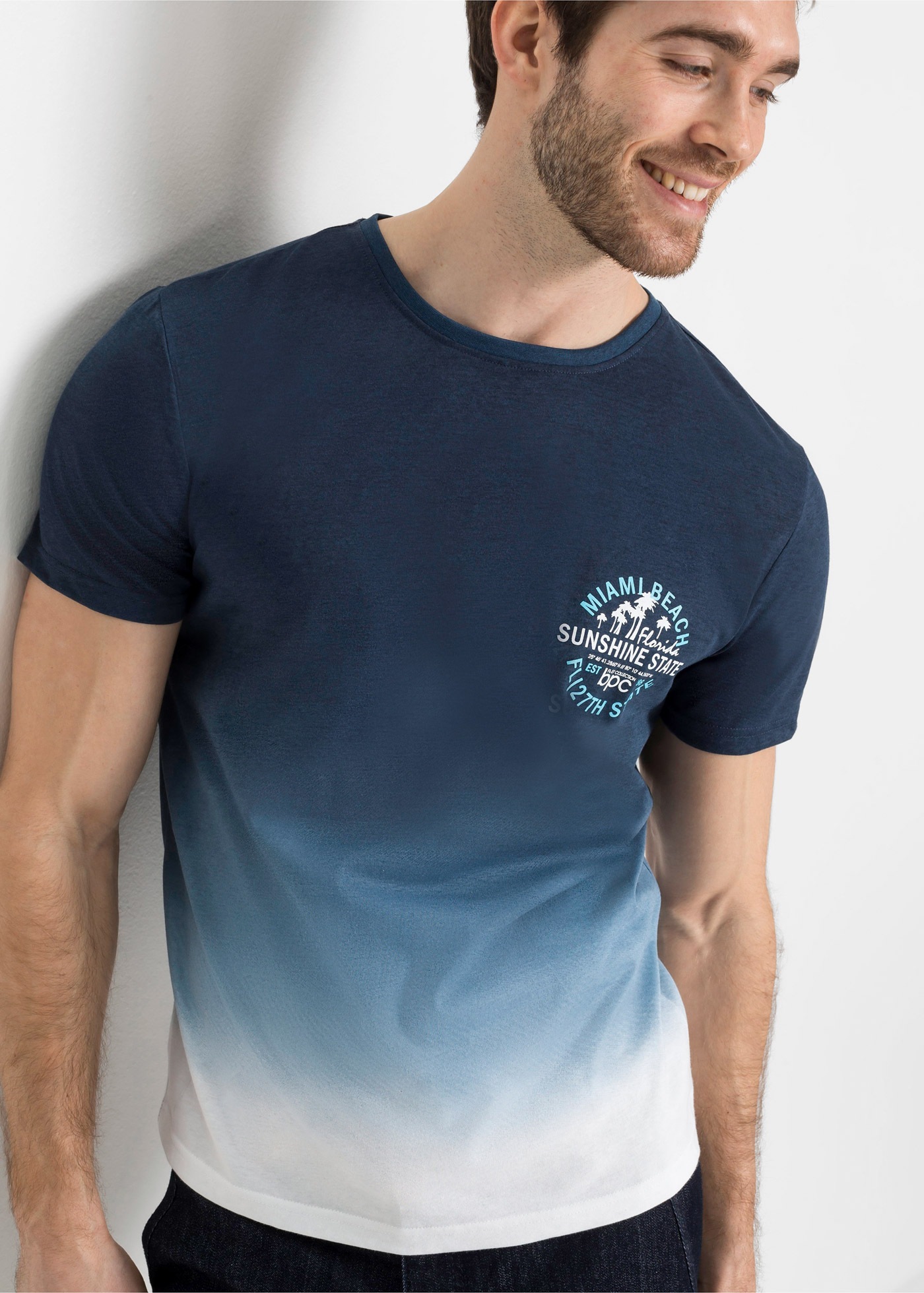 bonprix T-Shirt Regular Fit, Kurzarm, aus Baumwolle, mit Farbverlauf günstig online kaufen
