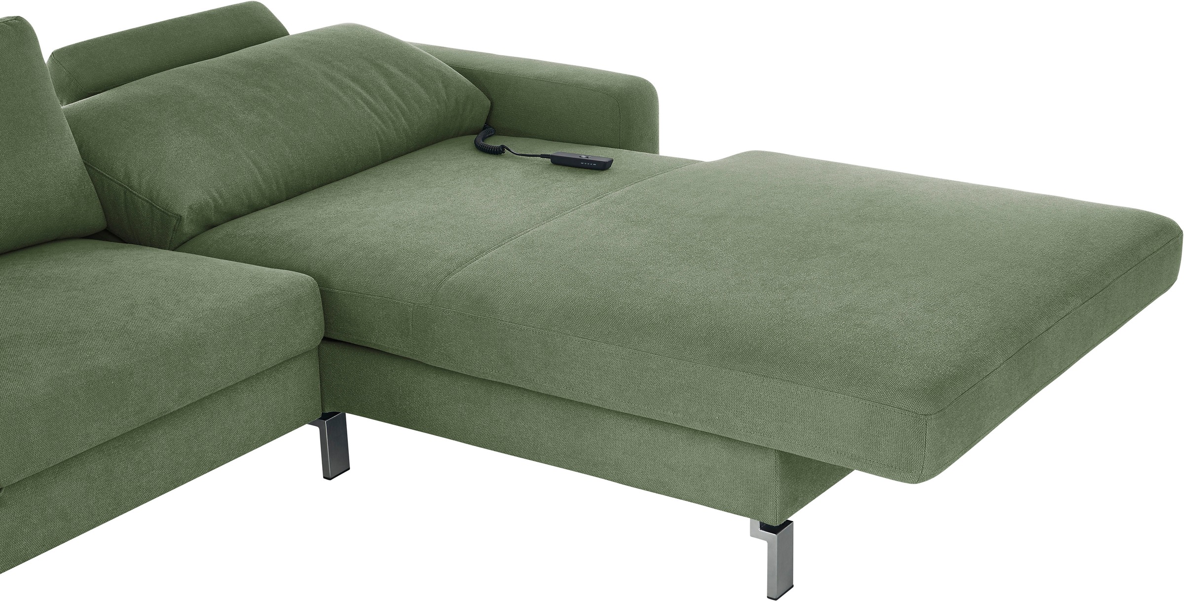 3C Candy Ecksofa »Lecce, wahlweise PUR-Schaumstoff oder Tonnentaschenfederkern«, Bett im 2,5-Sitzer, teilmotorische Schlaffunktion im Longchair, L-Form