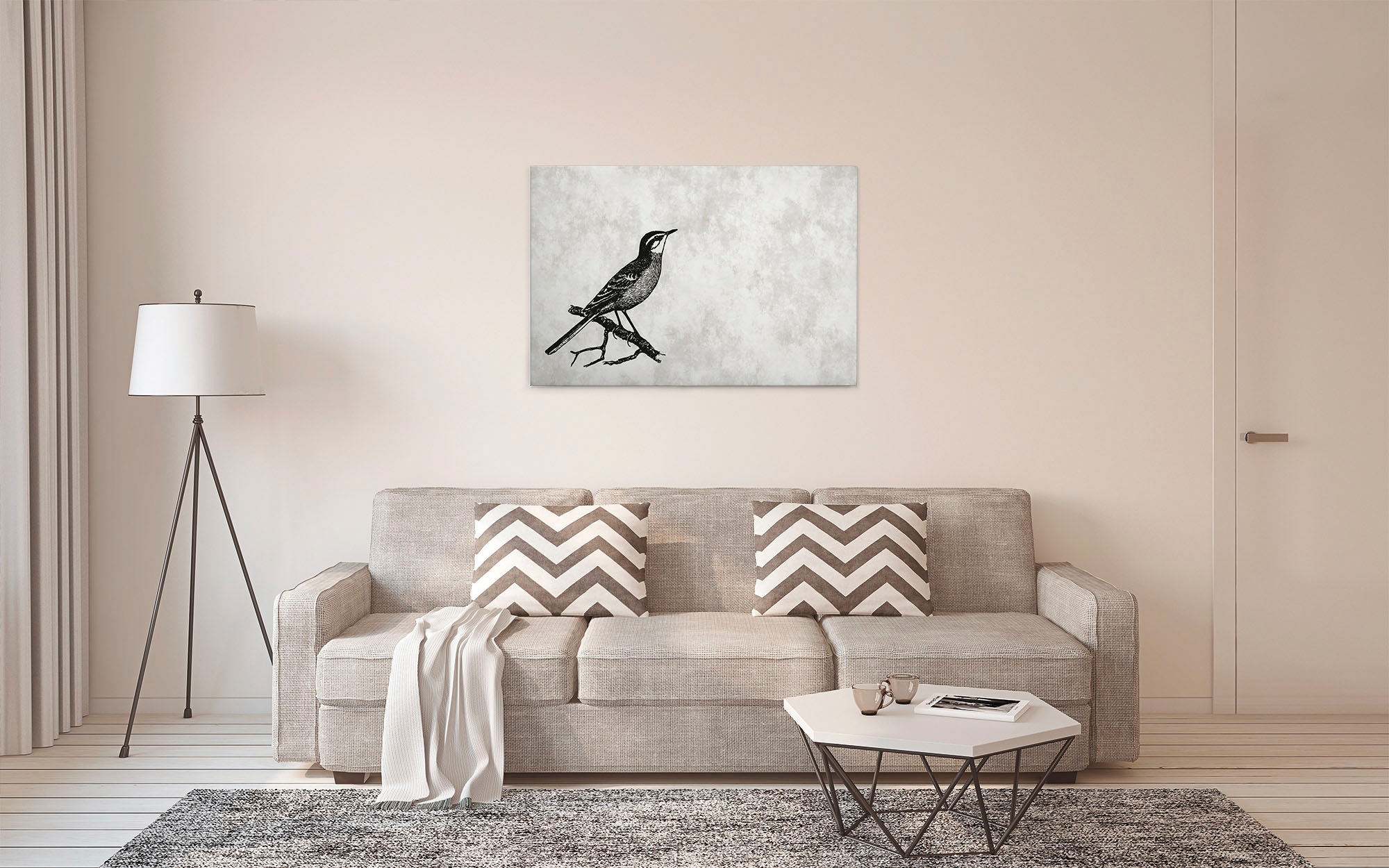 A.S. Création Leinwandbild »sketchpad 4«, Kunst-Vögel-Kinder, (1 St.), Schwarz-Weiß Zeichnung Vogel Keilrahmen Leinwand-Bild Wohnzimmer Wand