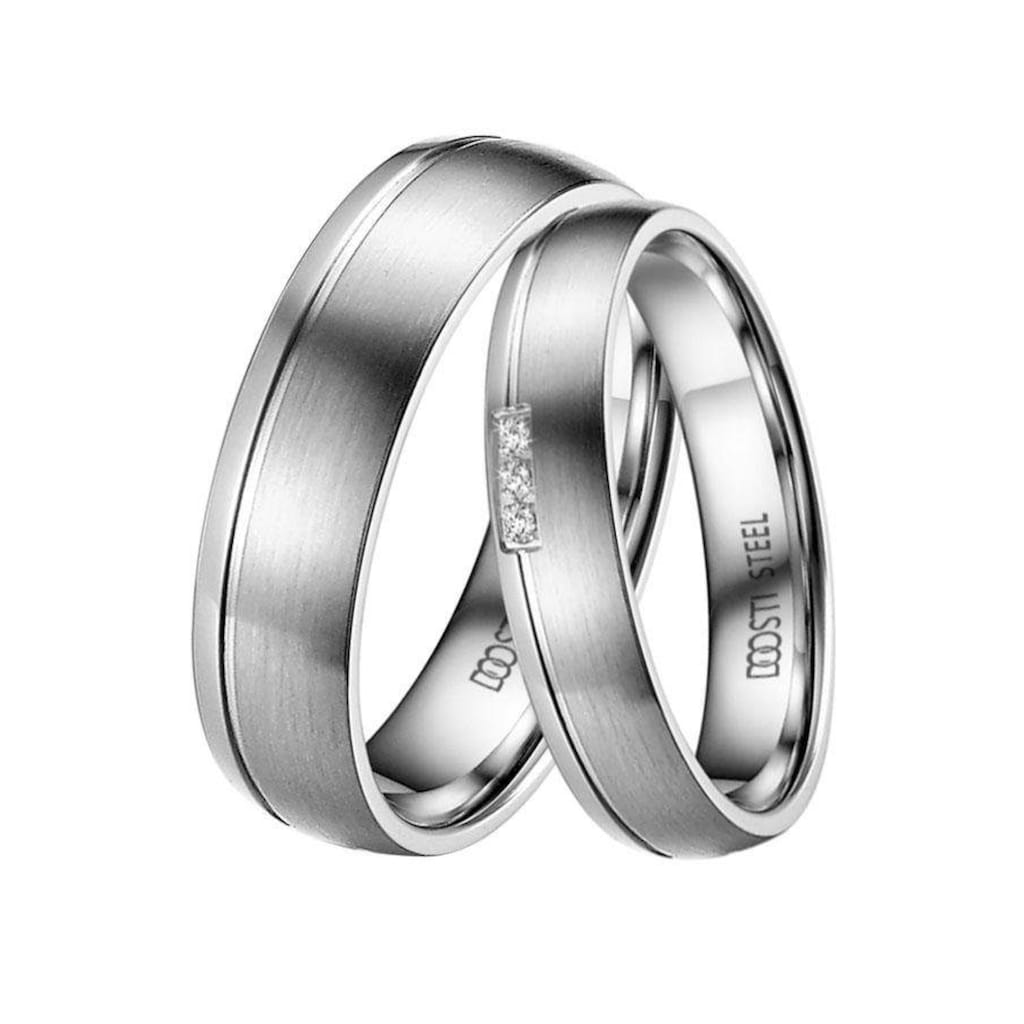 DOOSTI Trauring »Schmuck Geschenk Edelstahl Trauring Ehering Partnerring LIEBE«, Made in Germany, wahlweise mit oder ohne Zirkonia