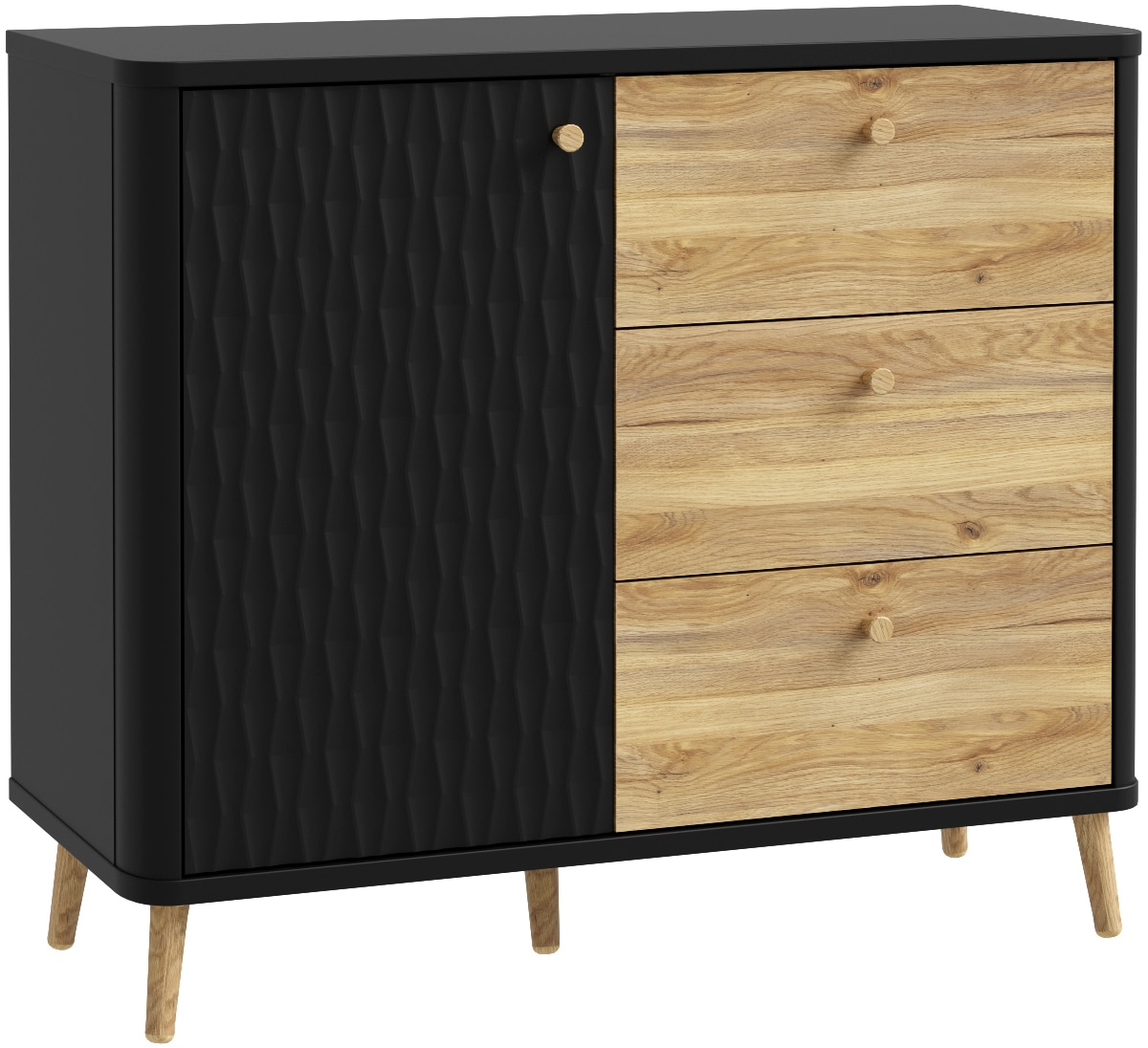 FORTE Sideboard »Fixsmile«, modernes Sideboard, SoftClose, Echtholz Beine und Griffe