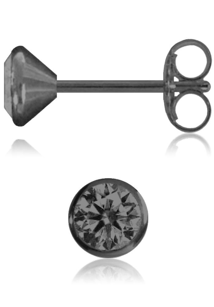 Paar Ohrstecker FIRETTI "Schmuck Geschenk Silber 925 Ohrschmuck", silber (silberfarben, schwarz, schwarz), Ohrringe, Damen, 4,4mm, Silber 925 (Sterlingsilber), mit Zirkonia (synth.)