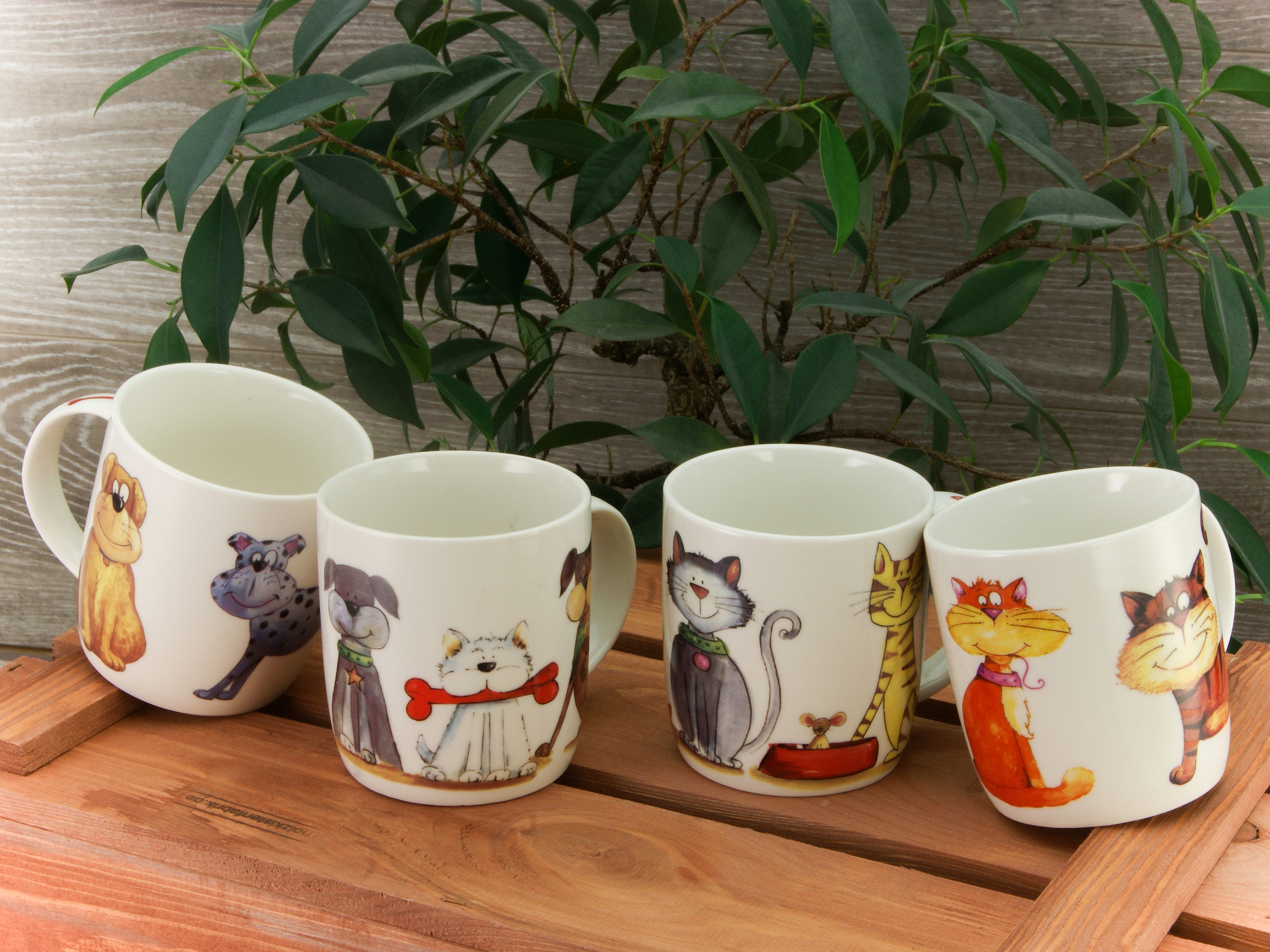 CreaTable Becher »Kaffeebecher Cats Motiv, lustige Dogs«, Vierbeiner (Set, als | Set, 4-teilig & tlg.), bestellen Tassen 4 BAUR