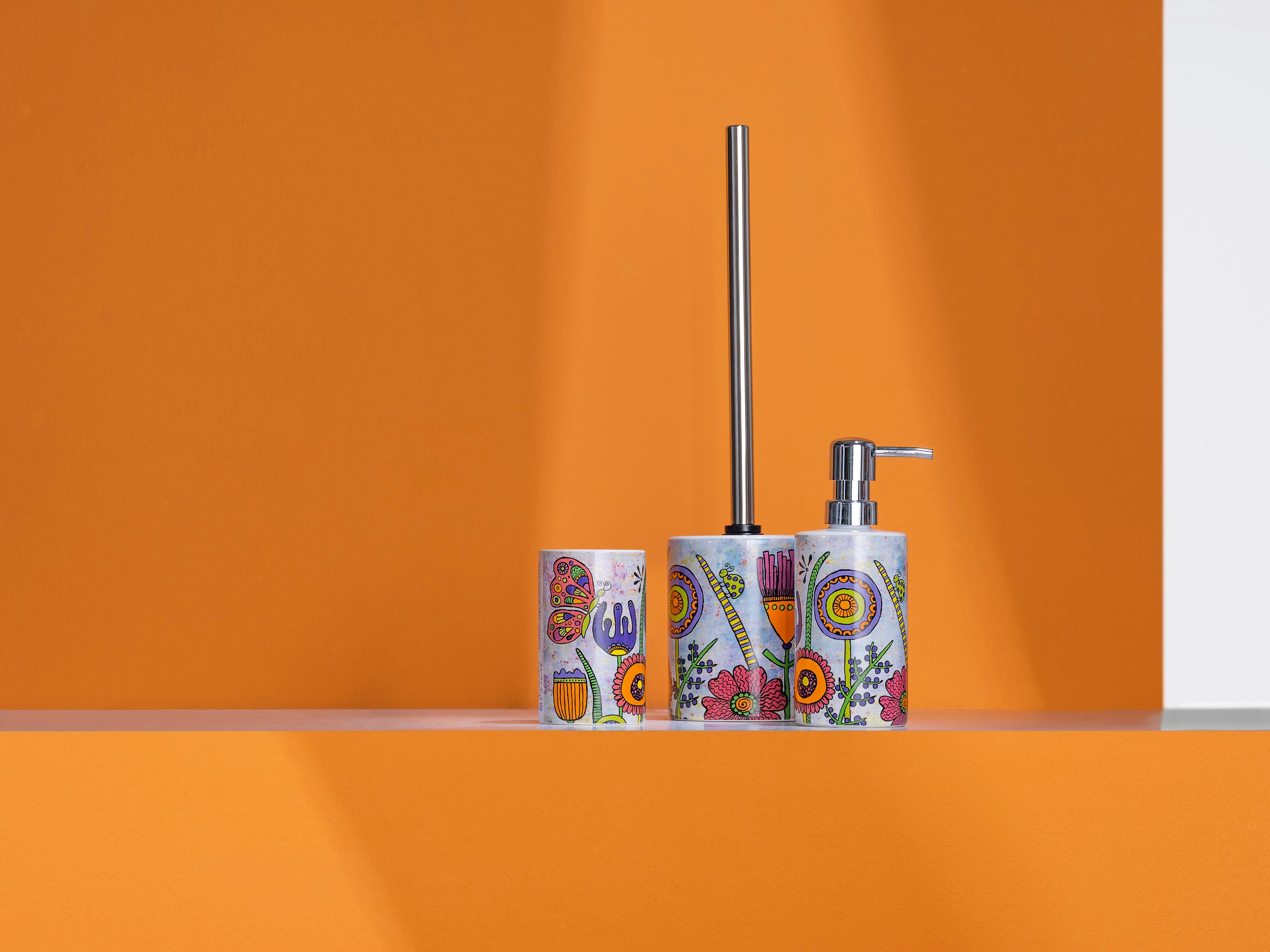 WENKO WC-Garnitur »Rollin\'Art Full Bloom«, aus Keramik, freistehend, inkl.  WC-Bürste kaufen | BAUR