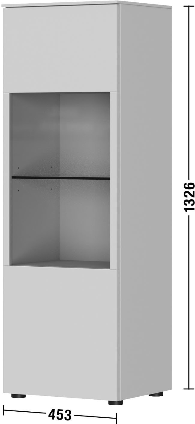 nobilia® Highboard »Avala, 45 x 133 x 37 cm (B/H/T)« aus Echtholzfurnier mit Segmentglastür