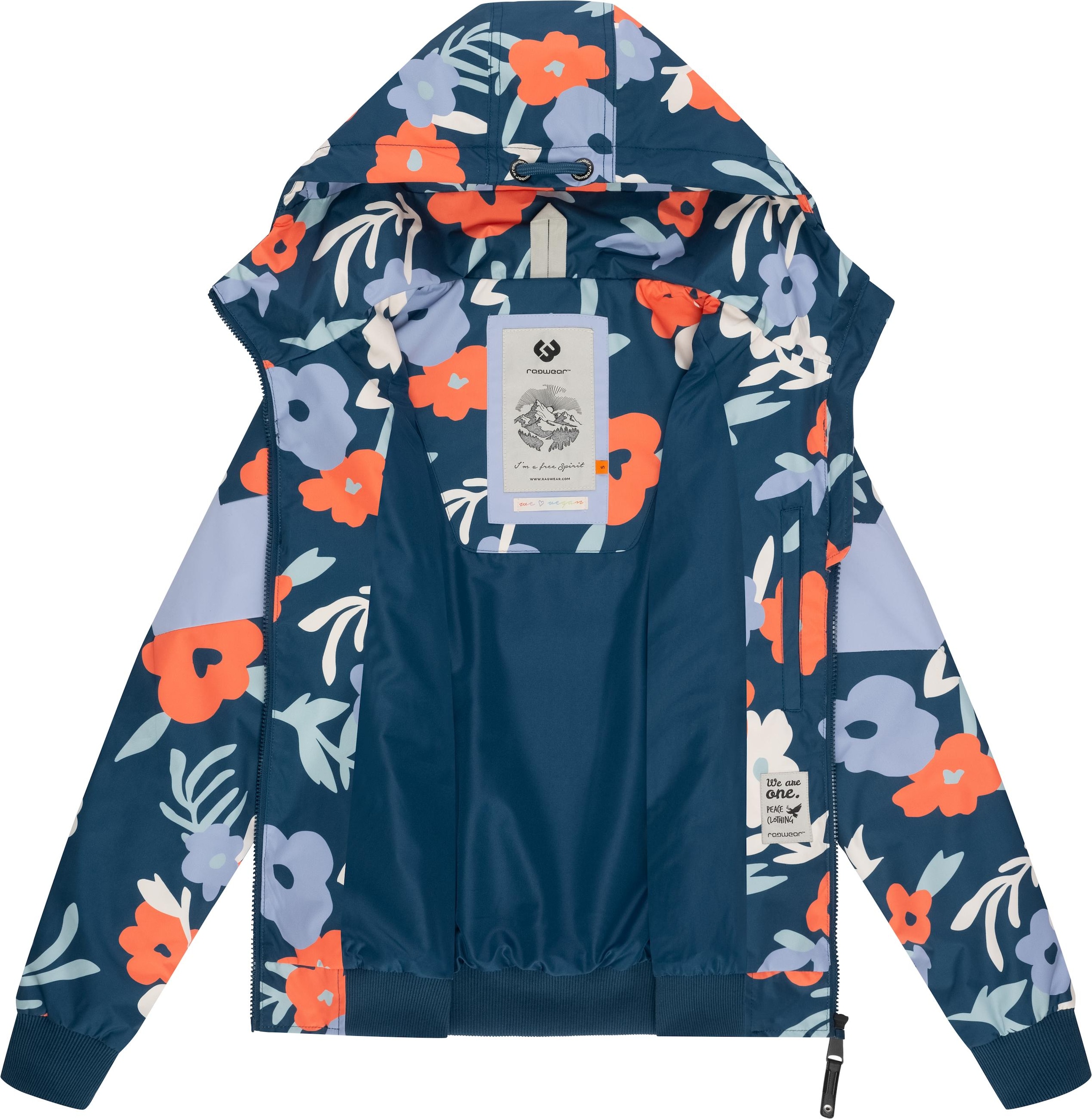 Ragwear Outdoorjacke »Nuggie Block Flower«, mit Kapuze, modische Damen Freizeitjacke mit floralem Print