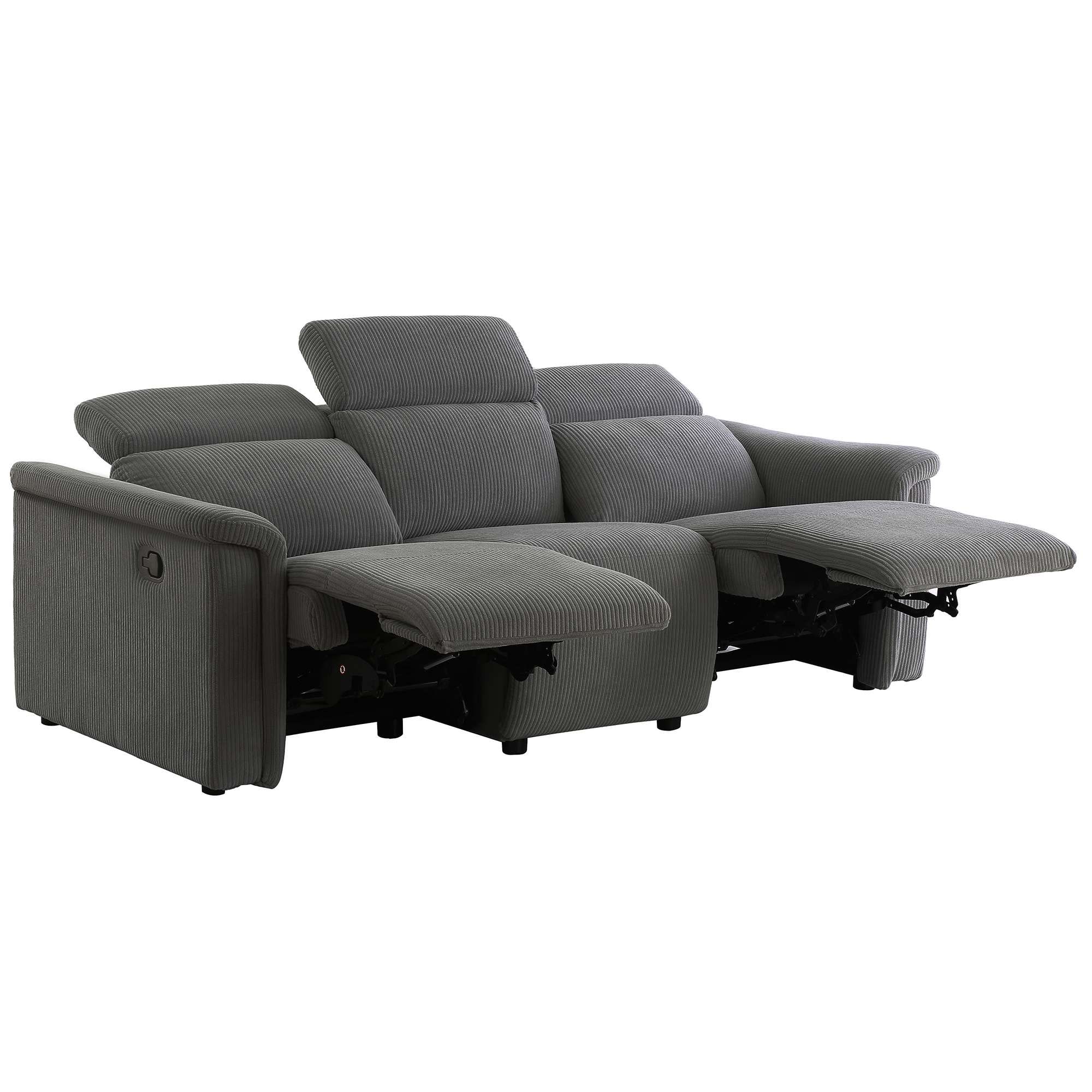 OTTO home 3-Sitzer »LUND NEW Cord (219cm), manuelle/elektrische Relaxfunktion in 2 Sitzen« USB-A/C bei elektrischer Variante und Kopfteilverstellung