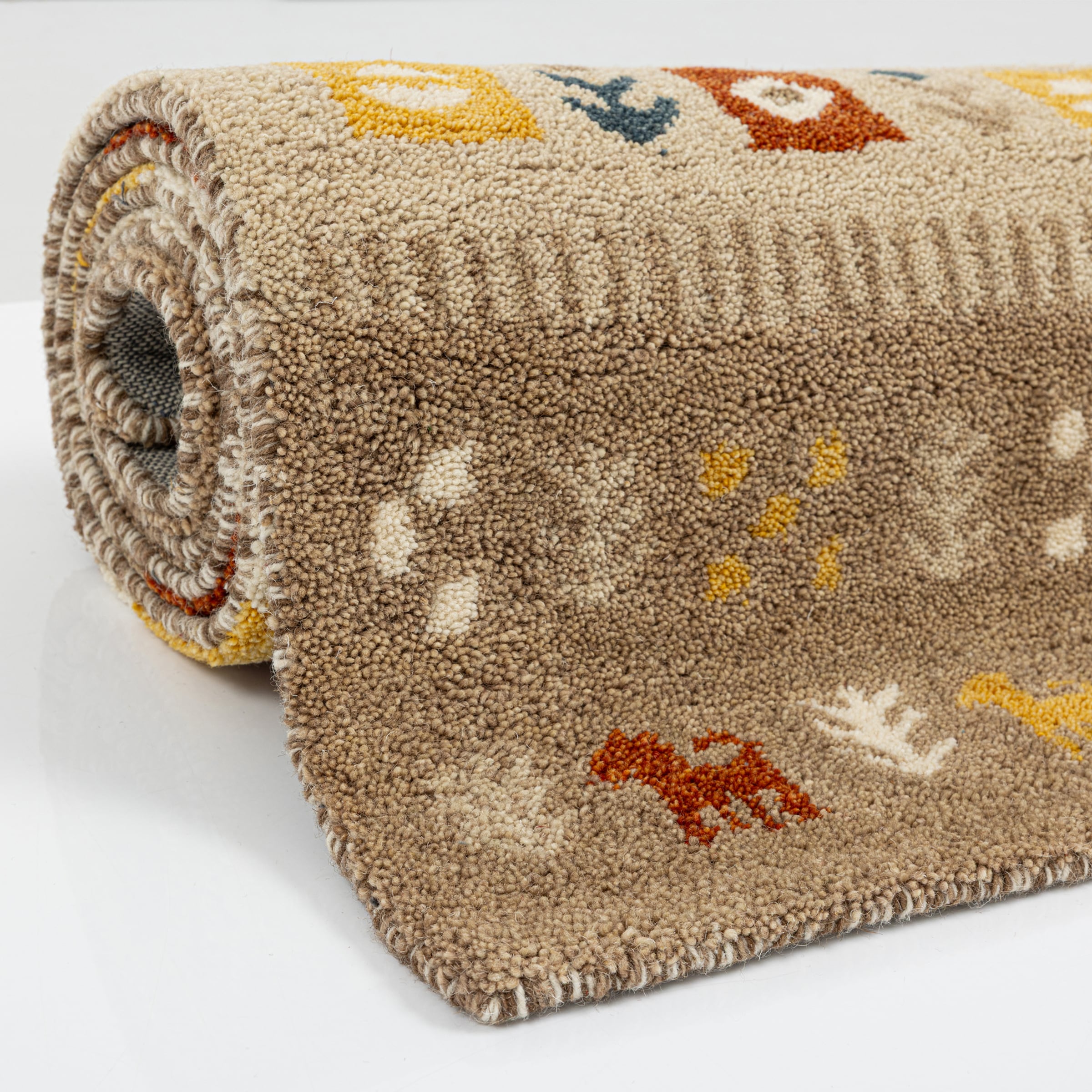 THEKO Wollteppich »Gabbeh Rahmen, reine Wolle, Handgefertigt, mit Bordüre« rechteckig 14 mm Höhe Tiermotiv, Wohnzimmer, Schlafzimmer, Esszimmer