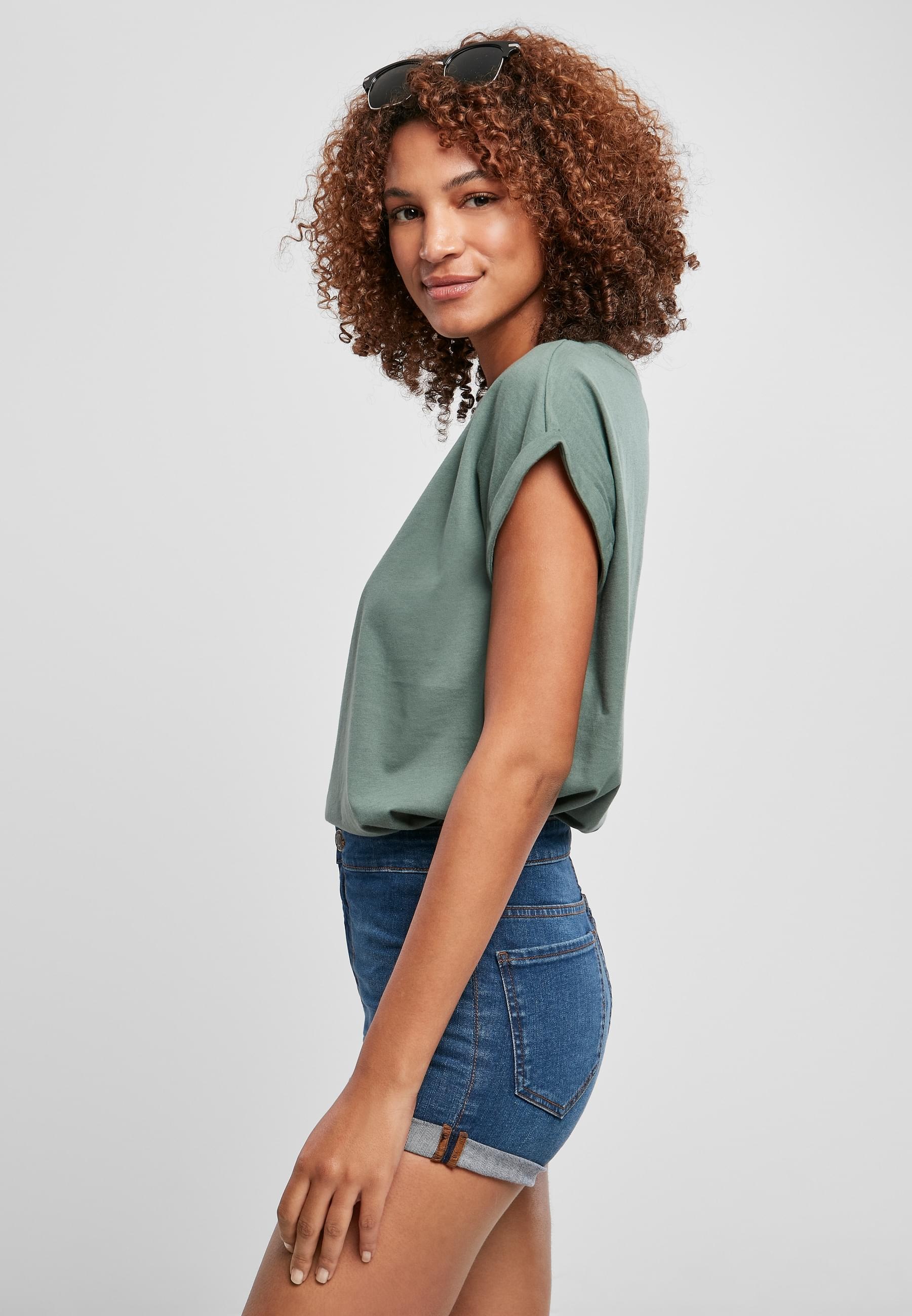 URBAN CLASSICS Kurzarmshirt »Urban Classics Damen Ladies Extended Shoulder Tee«, (1 tlg.)