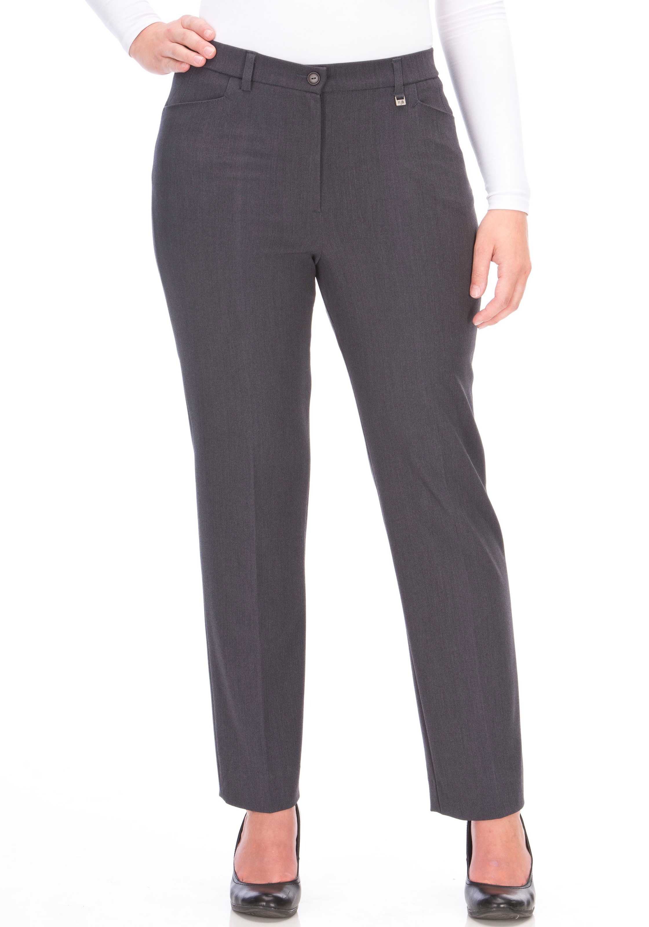 KjBRAND "Hose Bea in Bi-Stretch Kammgarnoptik mit Bügelfalte" Sommerhose, ideal für kräftige Oberschenkel