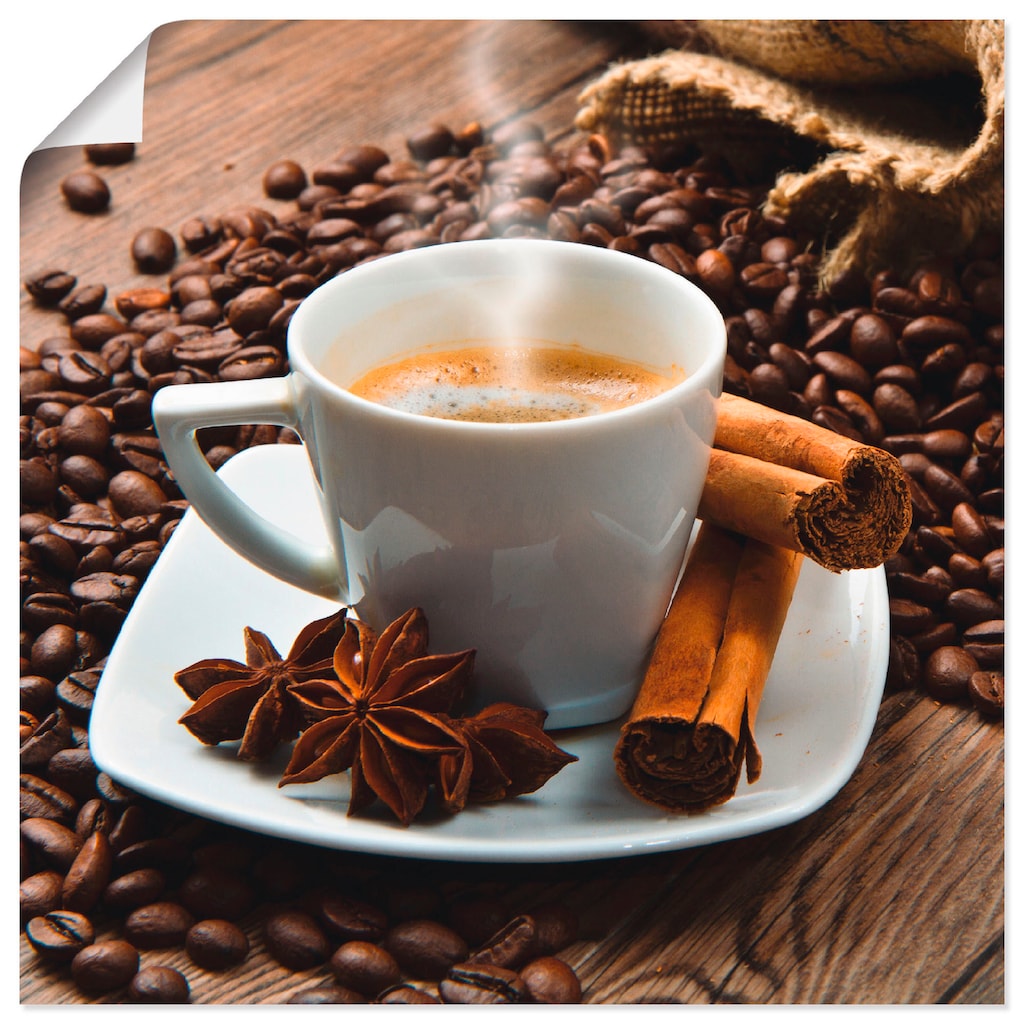 Artland Wandbild »Kaffeetasse Leinensack mit Kaffeebohnen«, Getränke, (1 St.)