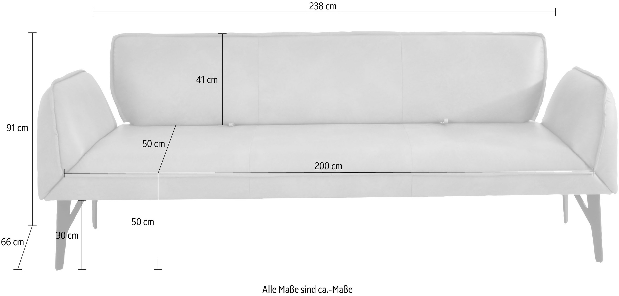 K+W Komfort & Wohnen Polsterbank »Drive«, mit Seitenteilverstellung, wahlweise in 218 oder 238 cm Breite