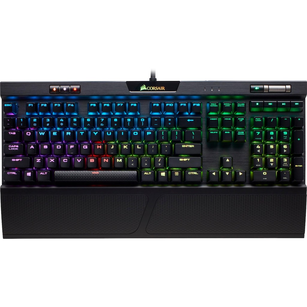 Corsair Gaming-Tastatur »K70 RGB MK.2 RAPIDFIRE - MX Speed«, (USB-Hub-Profil-Speicher-Windows-Sperrtaste-Multimedia-Tasten-Ziffernblock)