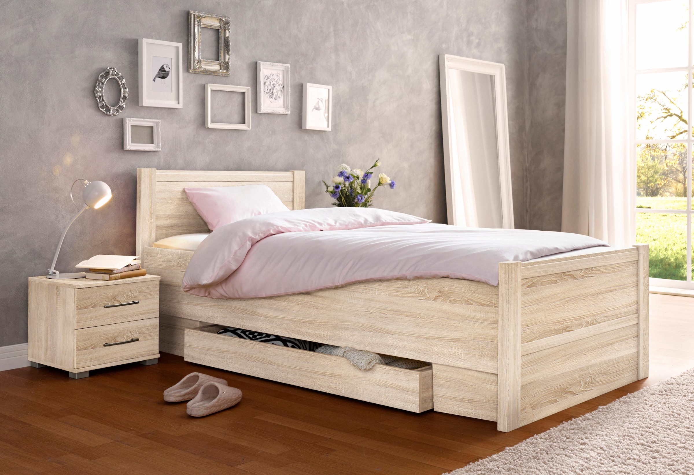 priess Bett "Husum Schlafzimmer Jugendzimmer Rahmenbett" Komforthöhe, hochwertige Premium Qualität, für Motorrahmen geeignet