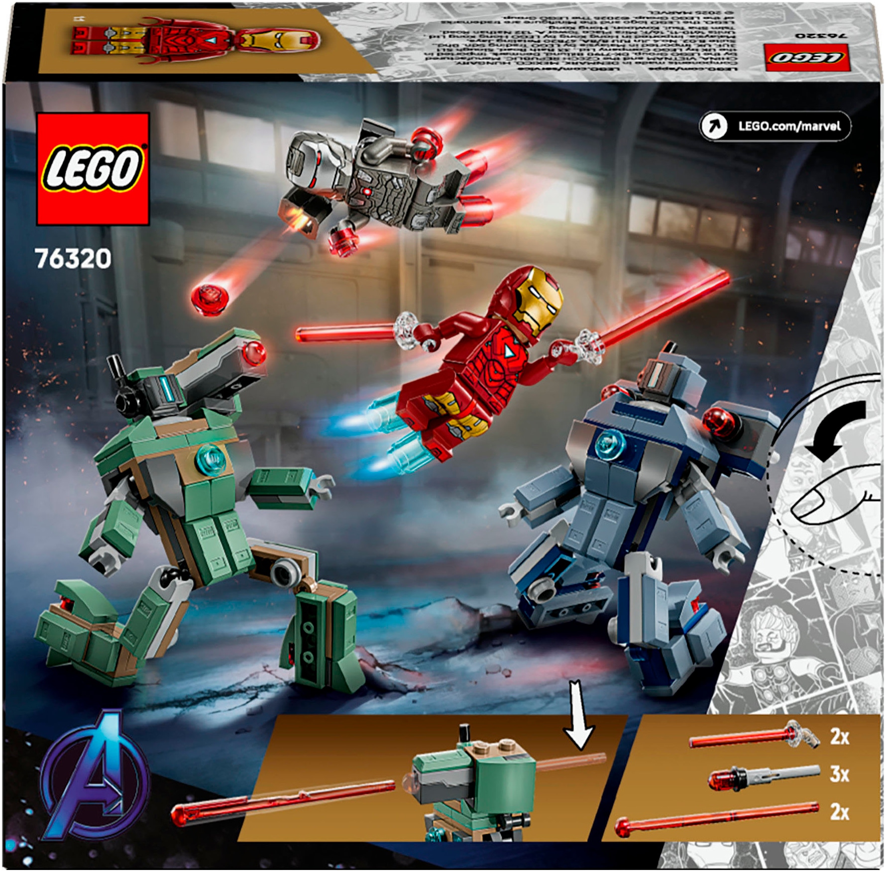 LEGO® Konstruktionsspielsteine »Iron Man & War Machine vs. Hammer-Drohnen (76320), LEGO Super Heroes«, (204 St.), Made in Europe