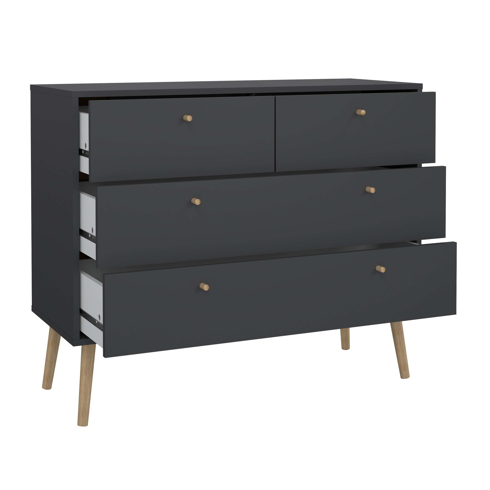 Home affaire Kommode »Bodo, Aufbewahrung, Schubladenschrank, Sideboard,«, 4 Schubladen, Beine und Griffe aus Echtholz, Breite 99 cm