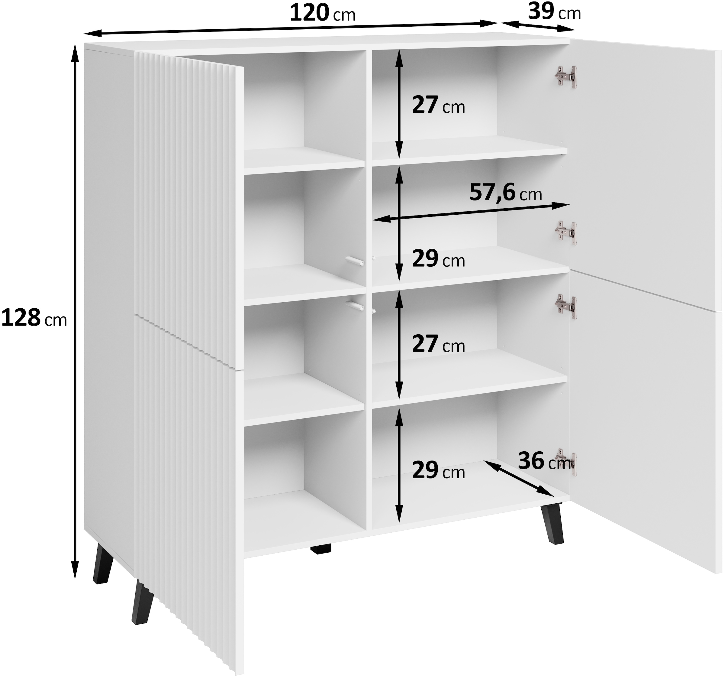 INOSIGN Highboard »HIGHBOARD PHUKET«, (1 St.), moderne Kommode mit 4 Türen und 8 Fächern, Breite 120 cm