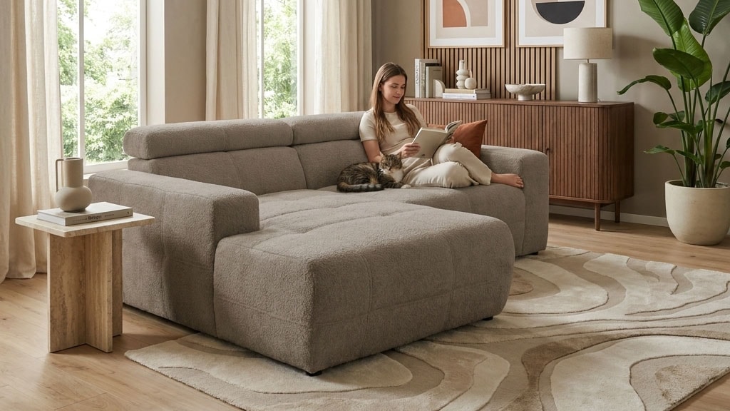 OTTO home Ecksofa "Ballerup 211 x 175 cm, auch mit verstellbarer Sitztiefe" Kopfteile verstellbar, Pet Friendly Bezug, L-Form