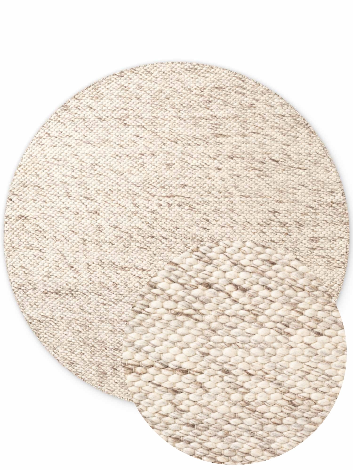ELLE DECORATION Wollteppich »Beans« rund 10 mm Höhe Handweb Teppich Wolle, Rund, Perlenstruktur, Wohnzimmer, Schlafzimmer