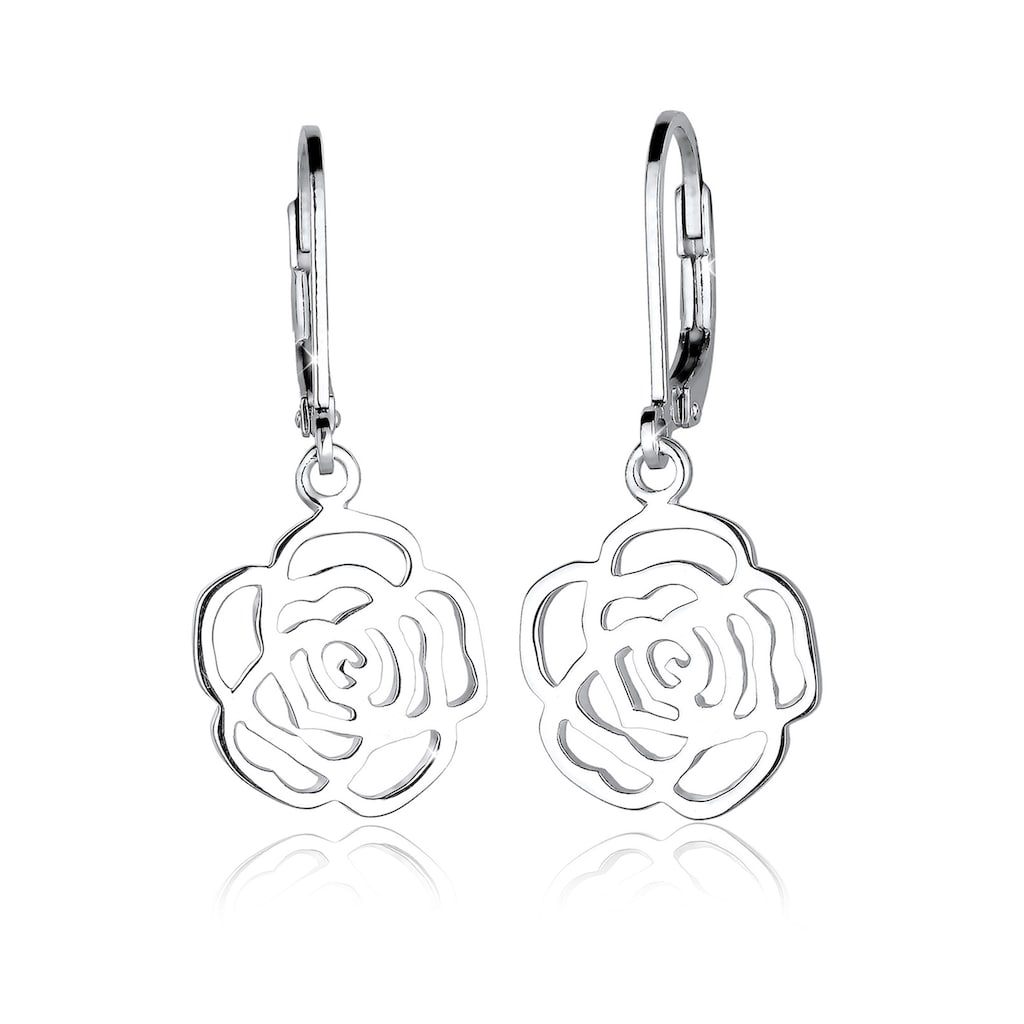 Elli Paar Ohrhänger »Rose Blume Blütenform Romantisch Filigran Silber«