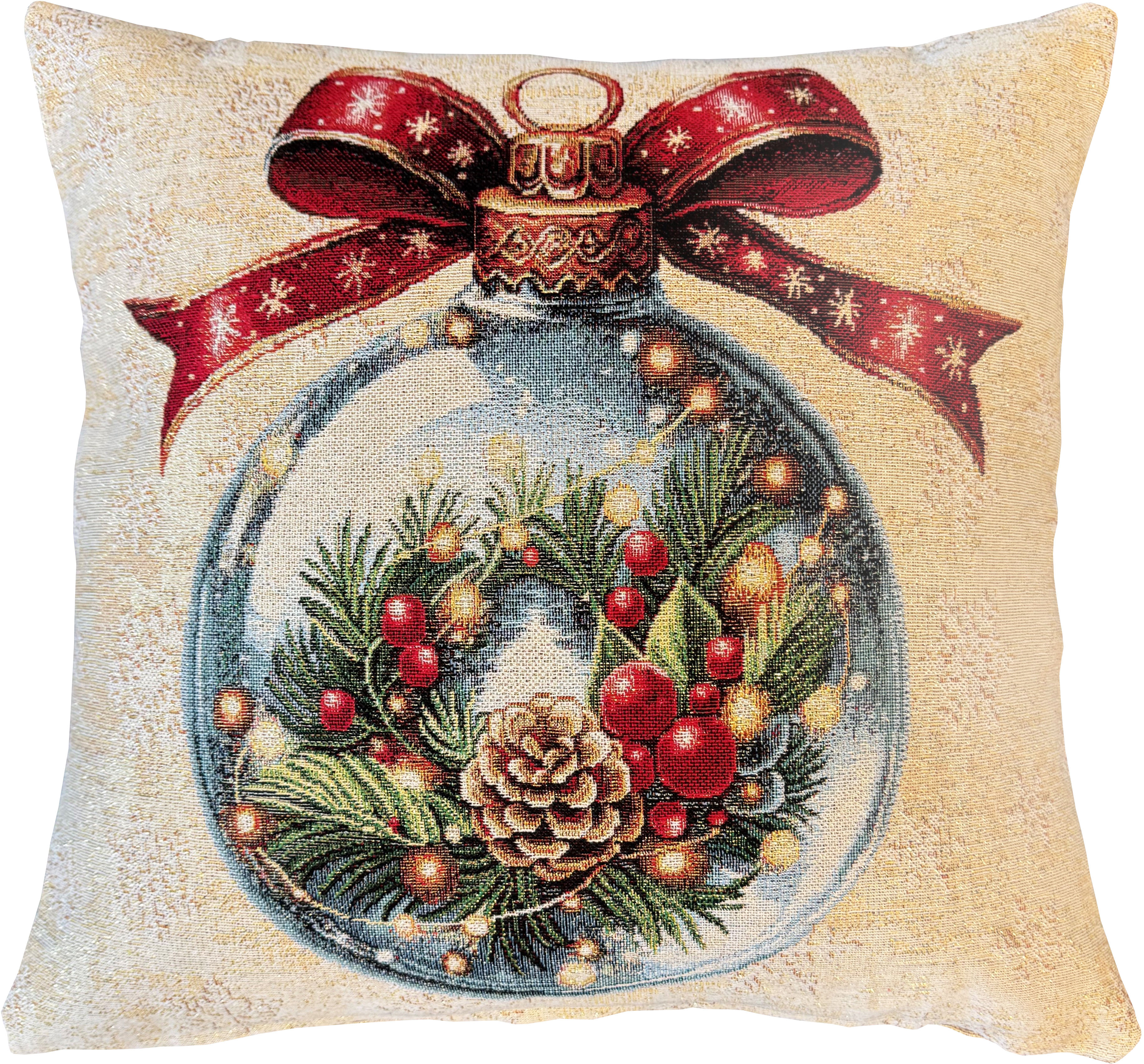 HOME WOHNIDEEN Dekokissen "CHRISTMAS BALL" mit Füllung, Gobelin