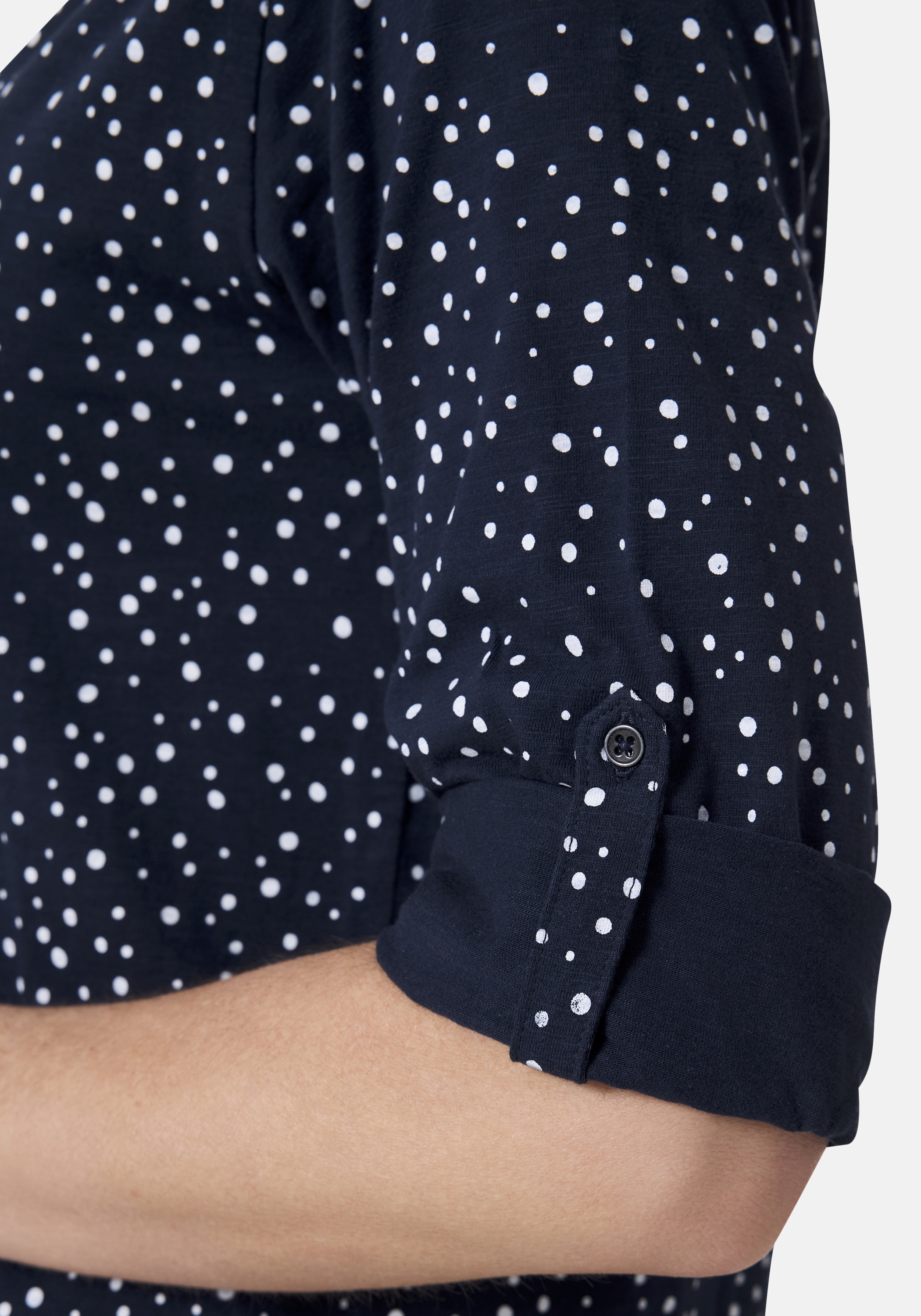 STOOKER WOMEN 3/4-Arm-Shirt »MARIE Print T-Shirt 3/4-Arm«, Regular Fit Slub Yarn Baumwolle Henley Shirt Knopfleiste für Damen