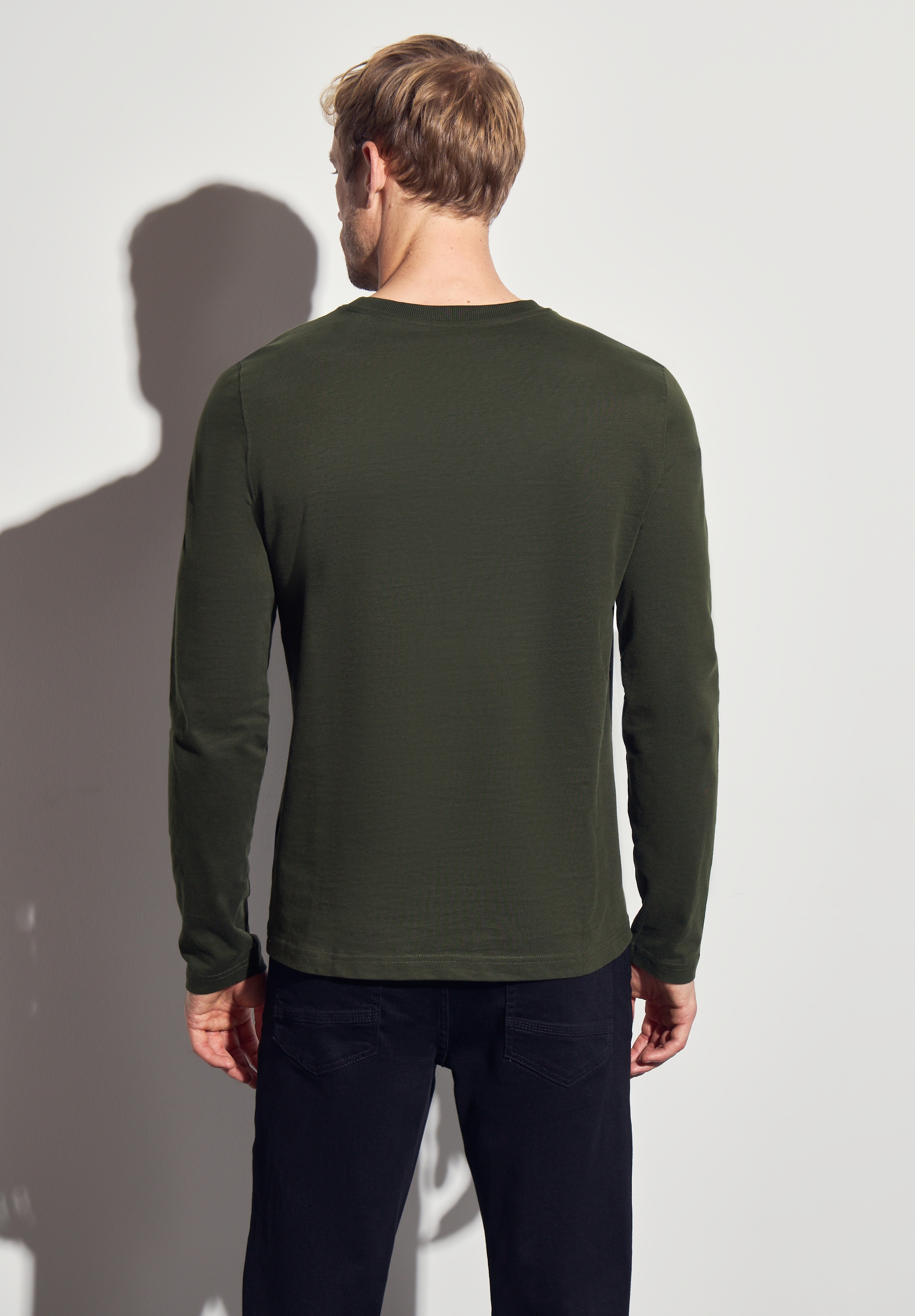 STREET ONE MEN Langarmshirt, aus reiner Baumwolle
