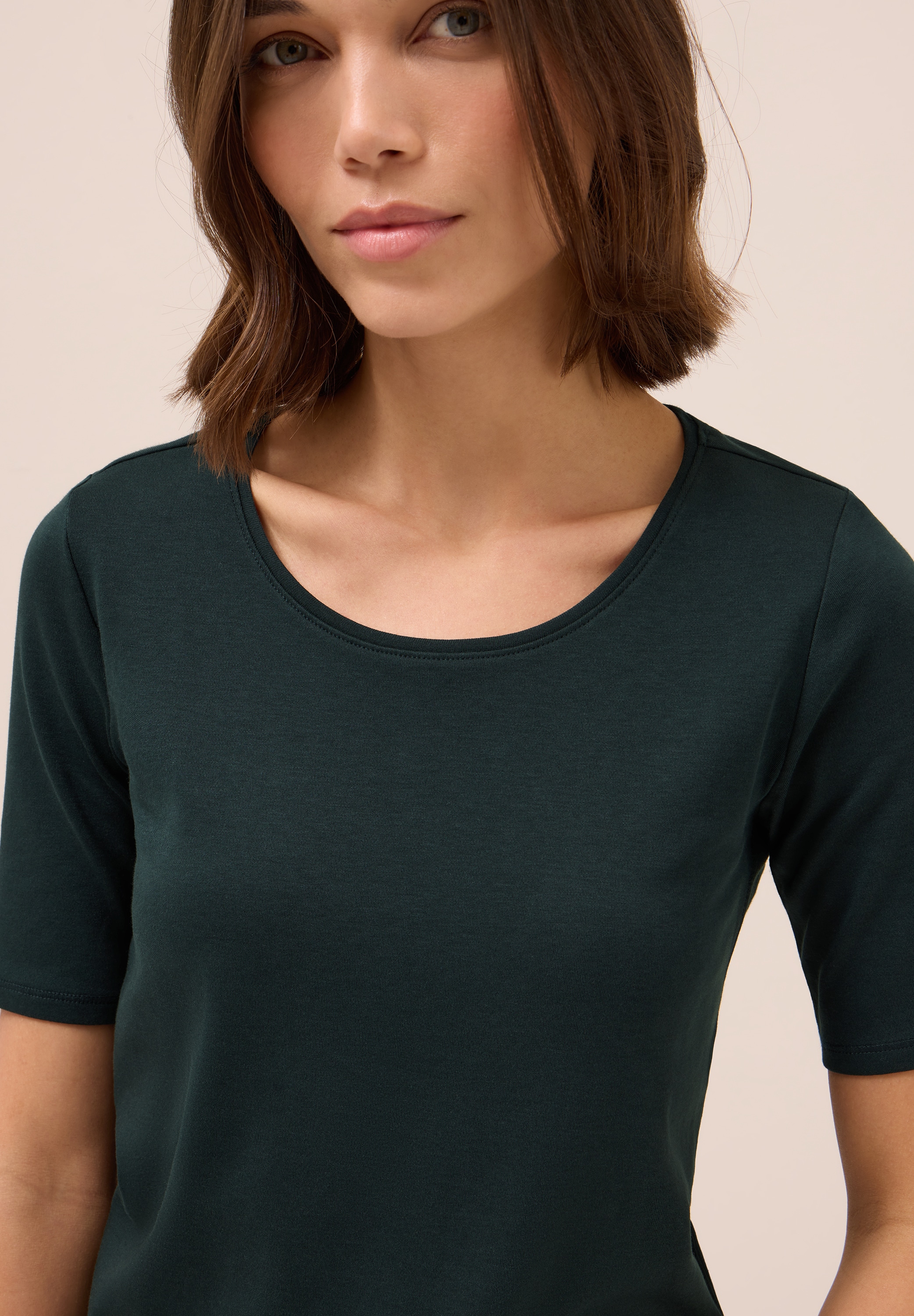 Cecil Rundhalsshirt »Style Lena«, mit Halbärmeln