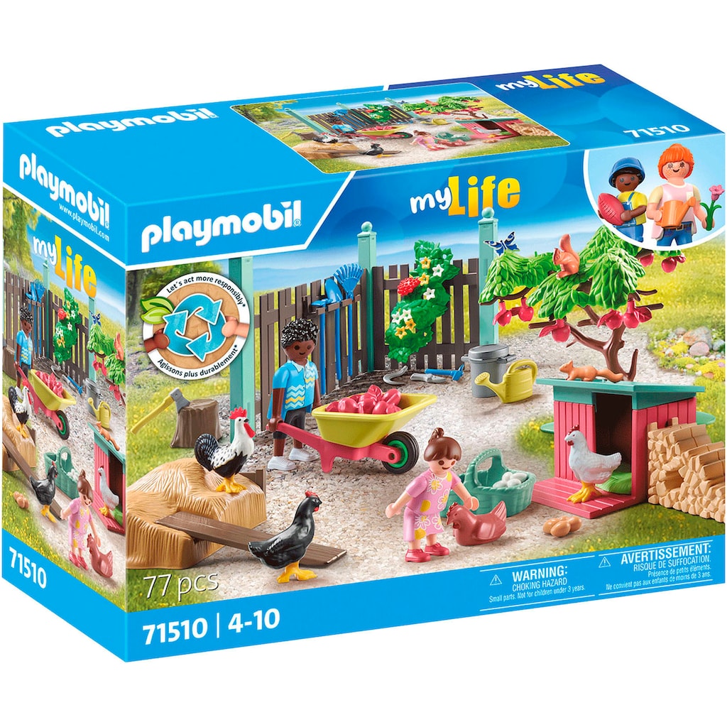 Playmobil® Konstruktions-Spielset »Kleine Hühnerfarm im Tiny Haus Garten (71510), My Life«, (77 St.)