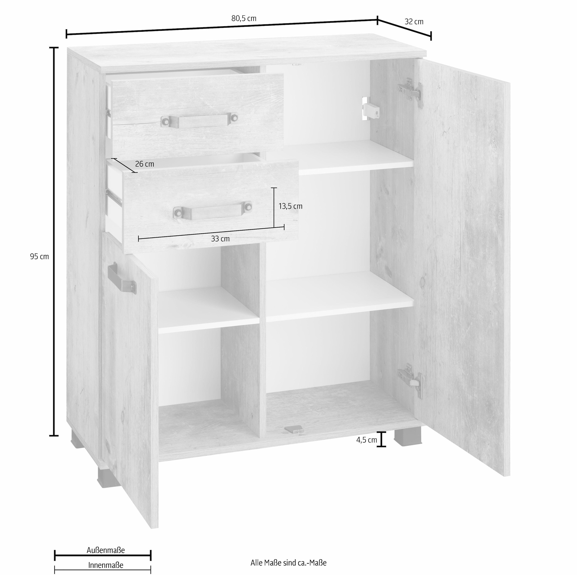 Schildmeyer Badkommode »Milan«, Breite 80,5 cm, mit 2 Türen, 2 Schubladen &  Metallgriffen bestellen | BAUR