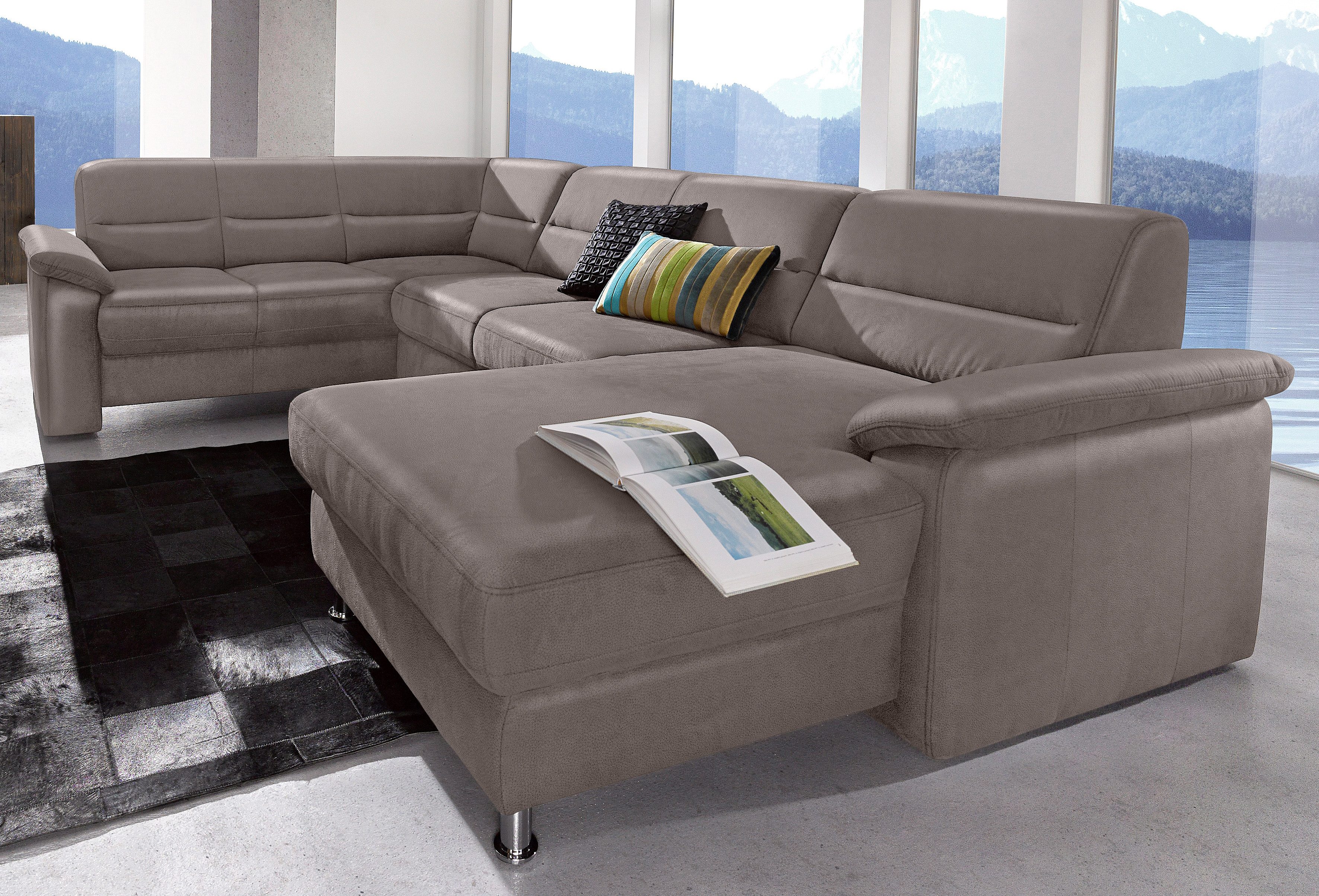 sit&more Wohnlandschaft "Ascara U-Form, B:312cm, klassisches Design, Taschenfederkernpolsterung" inklusive Boxspring/Federkern-Polsterung, wahlweise mit Schlaffunktion