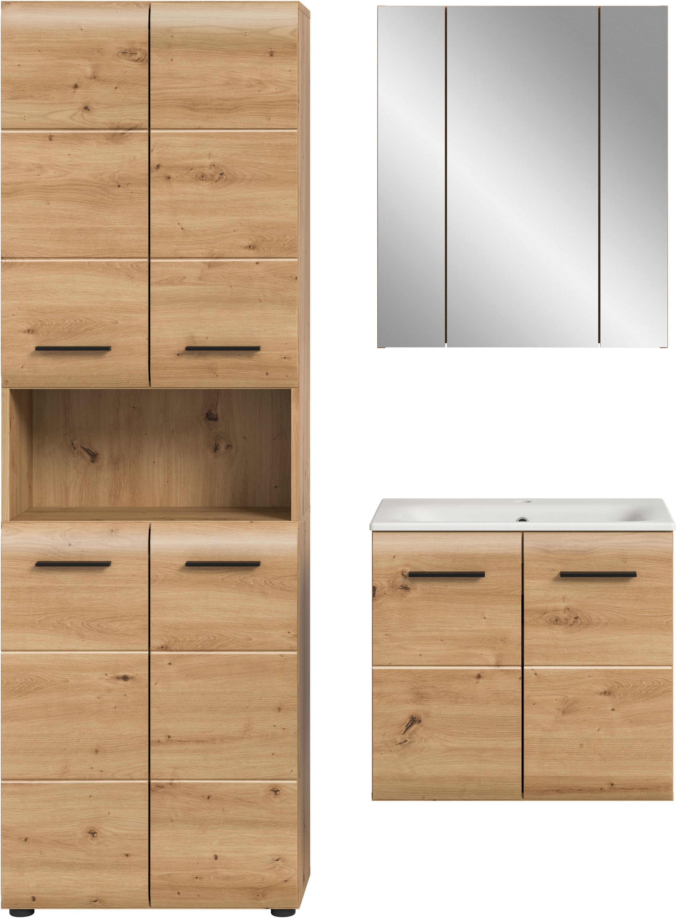 INOSIGN Badezimmer-Set, (Set, 4 St.), Florenz, Badkombination 4-tlg.,Artisan Oak NB, inkl. Waschbecken
