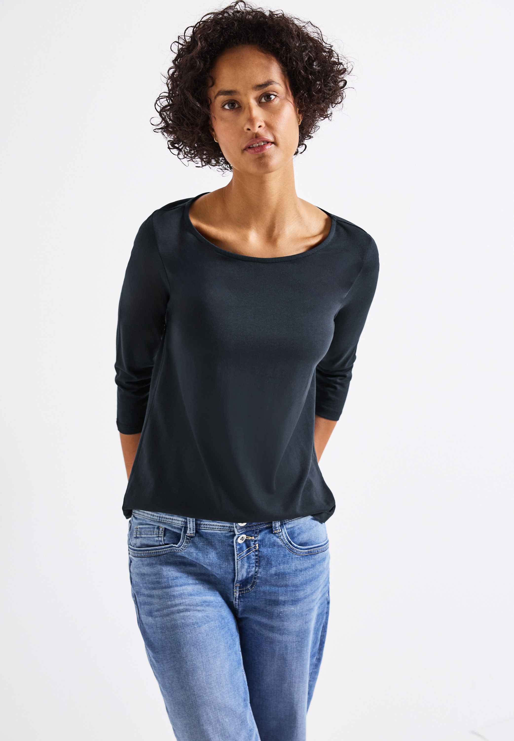 STREET ONE Langarmshirt, aus Baumwolle mit Stretchante günstig online kaufen