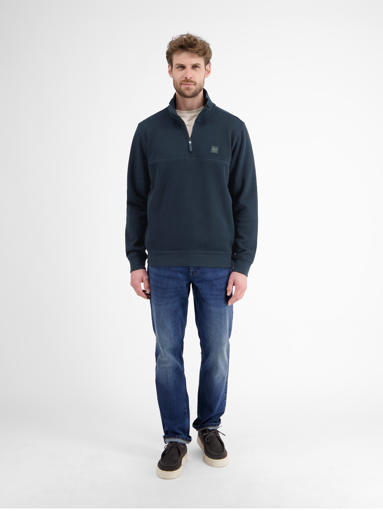 LERROS Sweatshirt »LERROS Herren Troyer, sportiv gerippt«