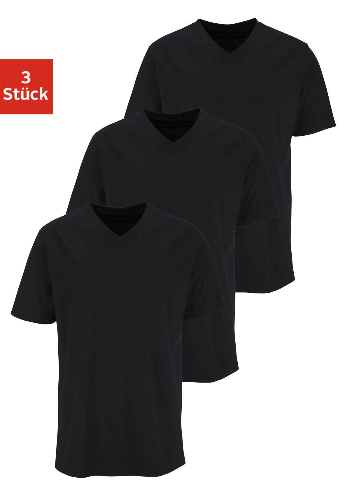 Unterziehshirt, (Packung, 3 St.), mit V-Ausschnitt aus Baumwolle, Unterhemd, T-Shirt