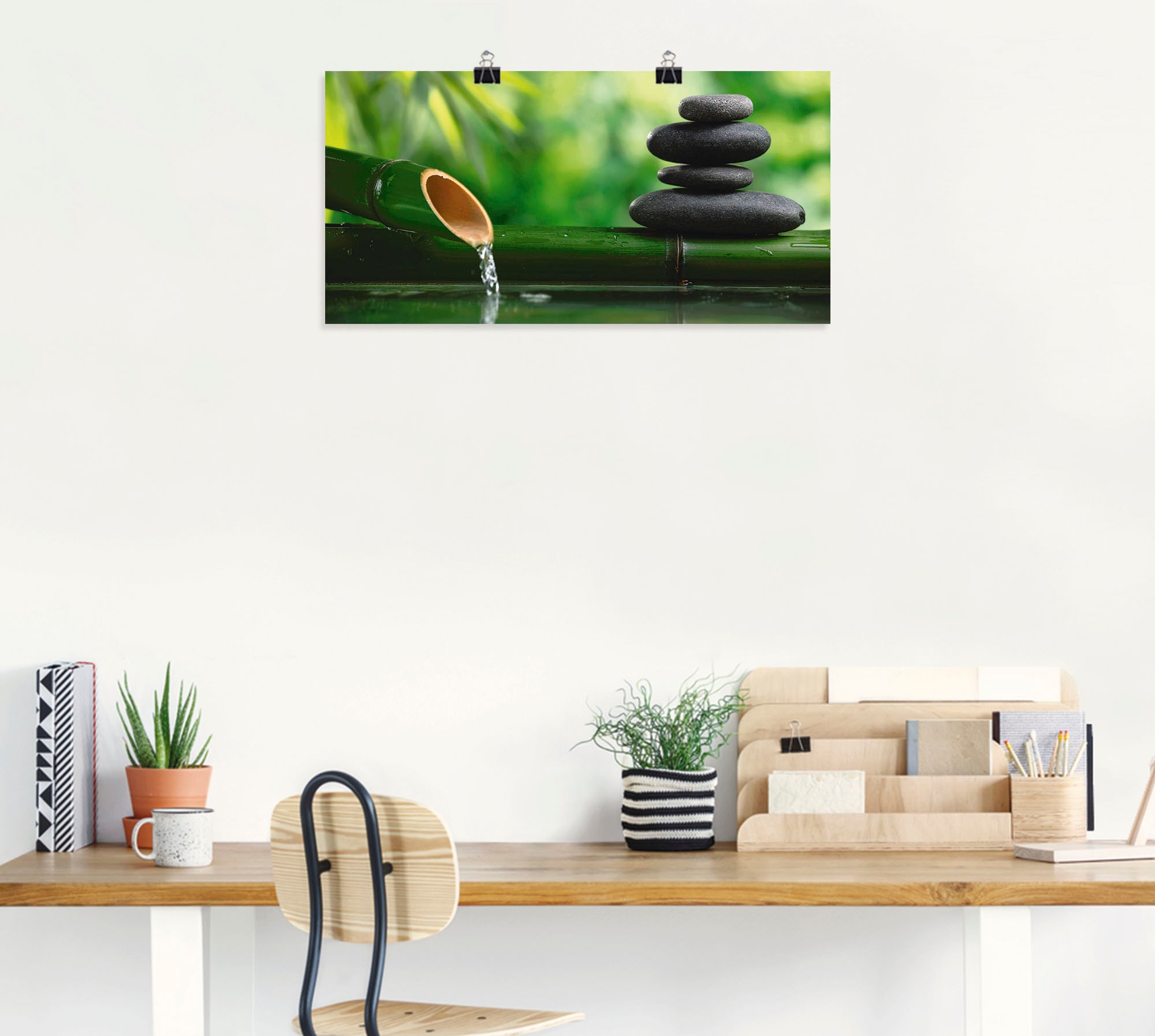 Artland Wandbild »Bambusbrunnen und Zen-Stein«, Zen, (1 St.), als Alubild, Outdoorbild, Leinwandbild, Poster, Wandaufkleber