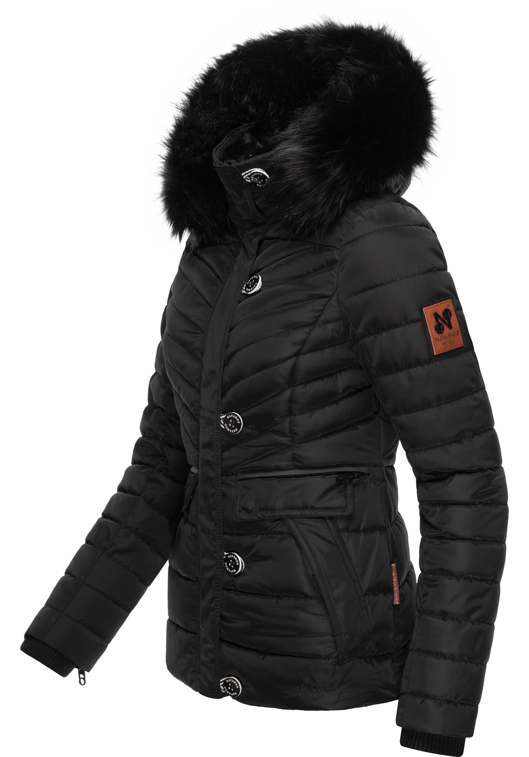 Navahoo Winterjacke »Wisteriaa«, mit Kapuze, Warm gefütterte Steppjacke mit Kunstfell-Kapuze