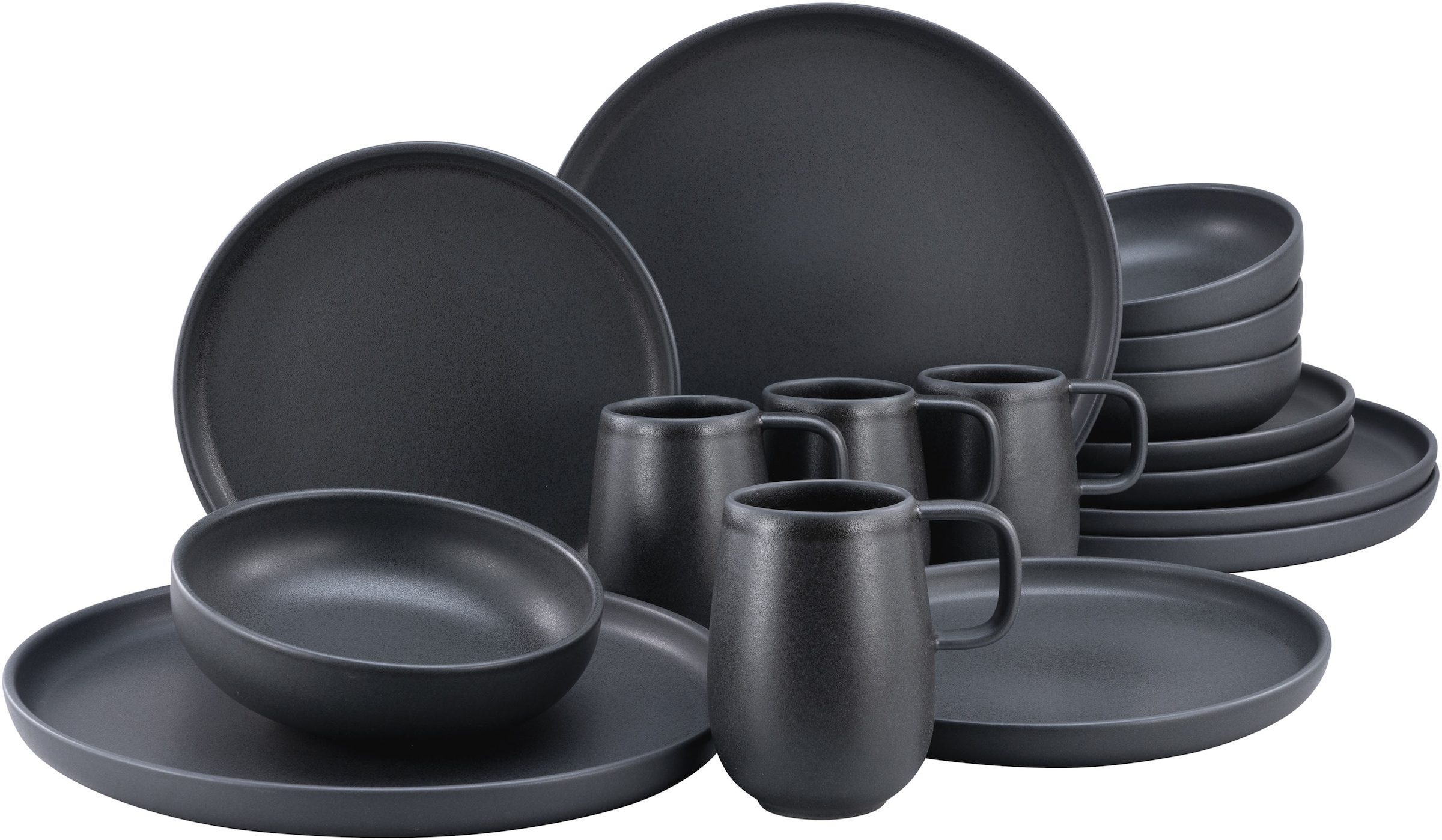 | »Geschirr-Set Kombiservice und schwarz, Teile, Kaffeeservice Personen M16 (Set, seidenmatte Set, im für Service, CreaTable tlg., 16 Black«, 4 BAUR Uno Personen), 4 Tafelservice Spezialglasur, für