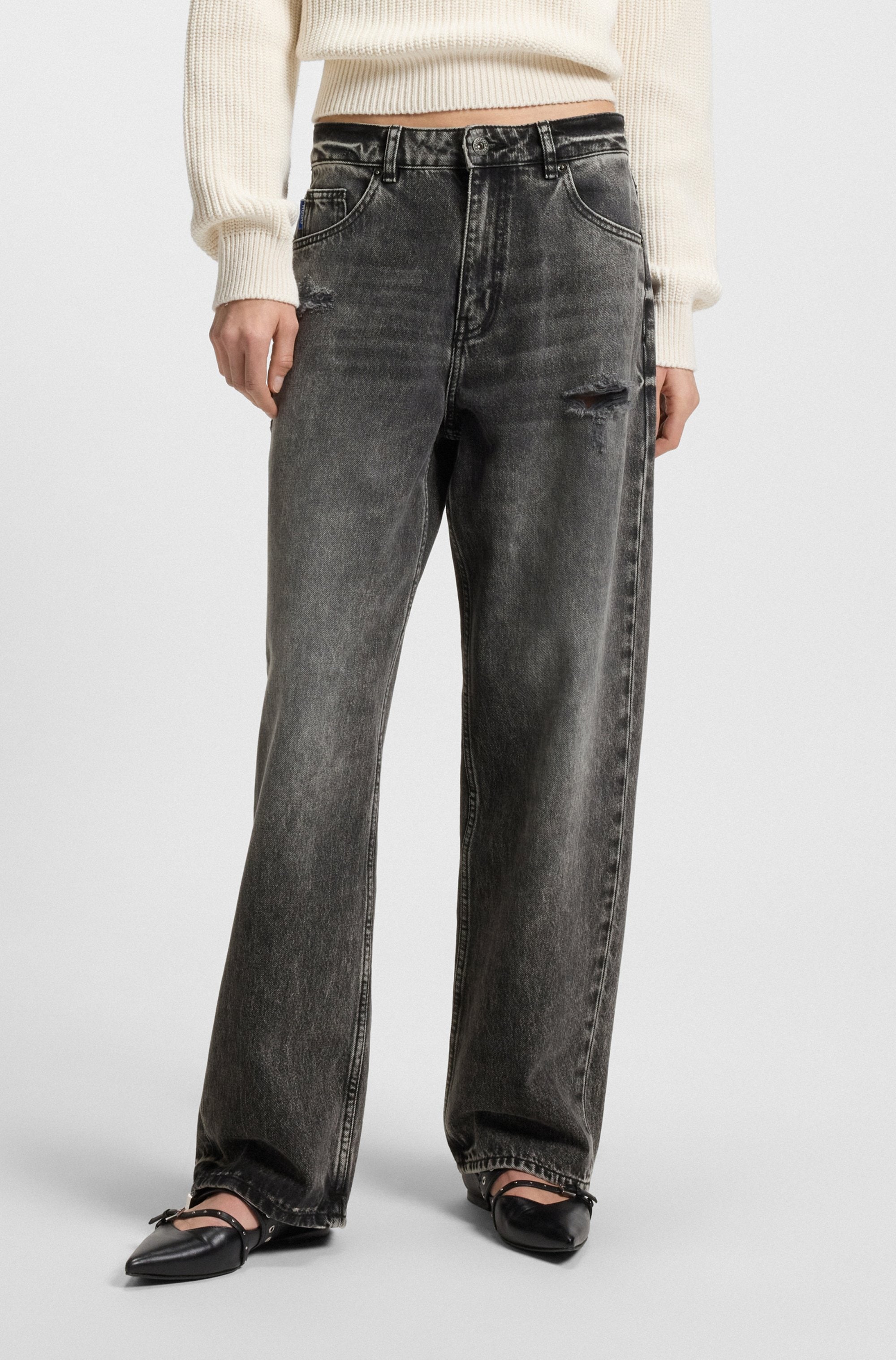 HUGO 5-Pocket-Jeans "Leni" Low Rise im Relaxed Fit